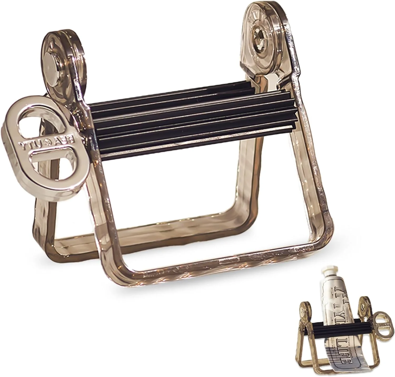 غلتک فشار دهنده لوله پلاستیکی - فشار دهنده بادوام لوله برای رنگ، خمیر دندان، رنگ مو - ایده آل برای هنرمندان، سالن ها، DIY و استفاده روزمره (مشکی)