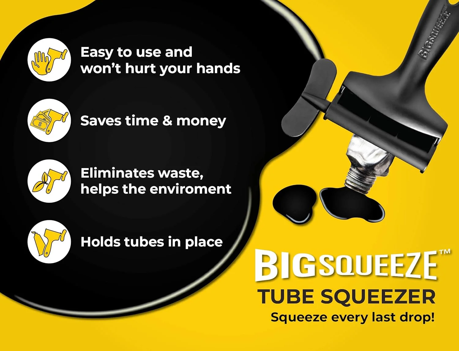 ابزار فشاری لوله Big Squeeze - هدر رفت کمتر، صرفه جویی بیشتر - ابزار فشاری لوله فلزی با کیفیت حرفه ای، ایده آل برای هنرمندان و آرایشگران - مناسب برای رنگ، رنگ مو، کرم های دارویی، لوازم آرایشی - مشکی ابزار فشاری لوله Big Squeeze - هدر رفت کمتر، صرفه جویی بیشتر - ابزار فشاری لوله فلزی با کیفیت حرفه ای، ایده آل برای هنرمندان و آرایشگران - مناسب برای رنگ، رنگ مو، کرم های دارویی، لوازم آرایشی - مشکی