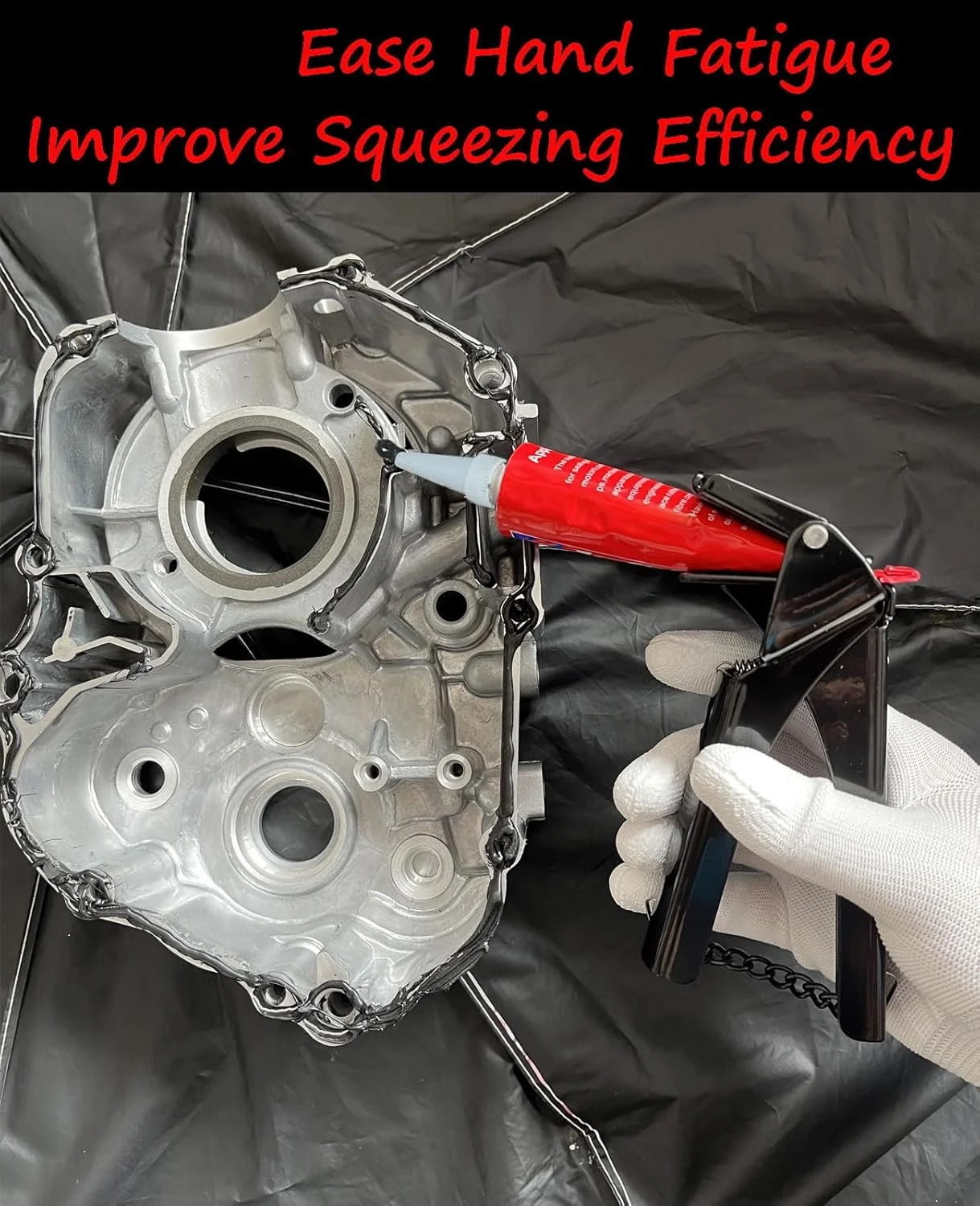 ابزار فشار دهنده تیوب برای سیلیکون RTV، فشار دهنده تیوب 2.5 اینچی و پخش کننده واشر سیلیکونی RTV - ابزار اکستروژن کارآمد و با کنترل آسان، ایده آل برای تعمیرات خودرو، فشار دادن روزانه - مشکی