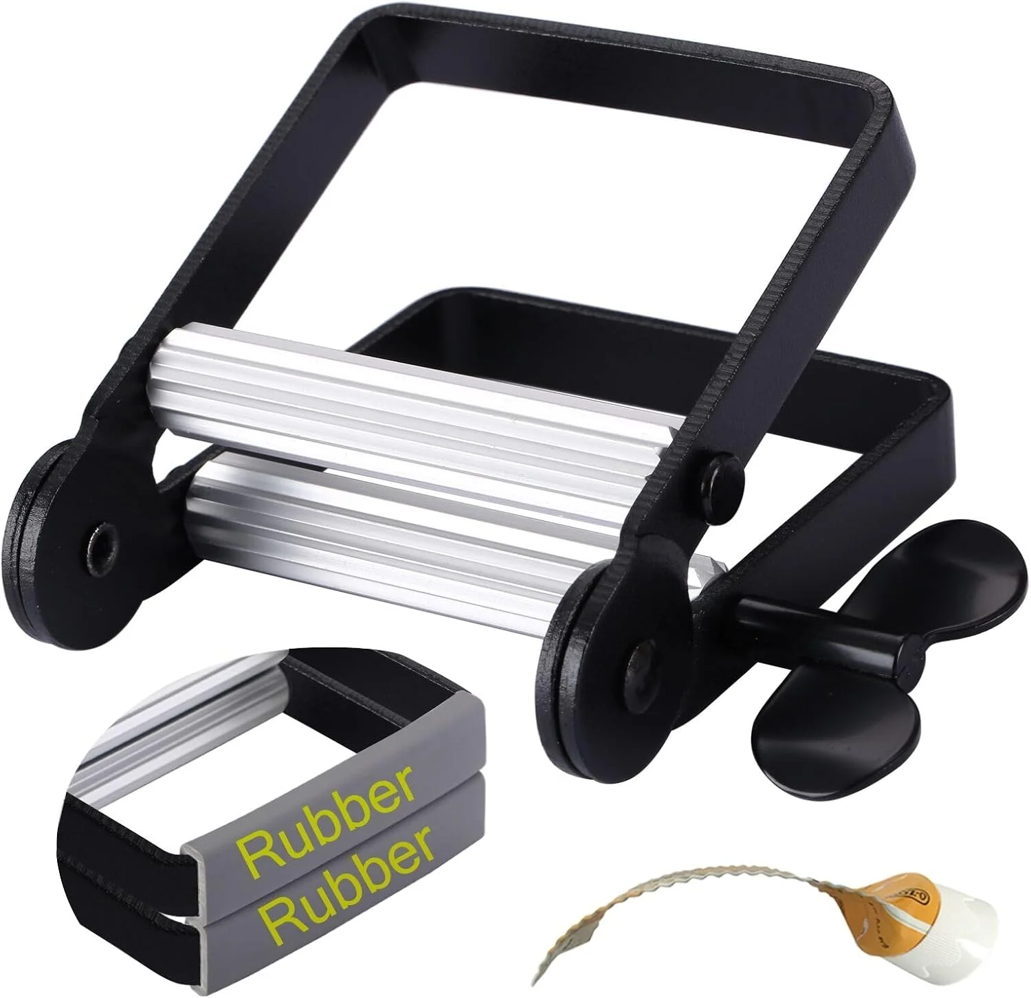 فشار دهنده خمیر دندان XYKEEY، فشار دهنده لوله خمیر دندان فلزی، فشار دهنده لوله رنگ برای هنرمند، آرایشگاه، نقاش… (مشکی)