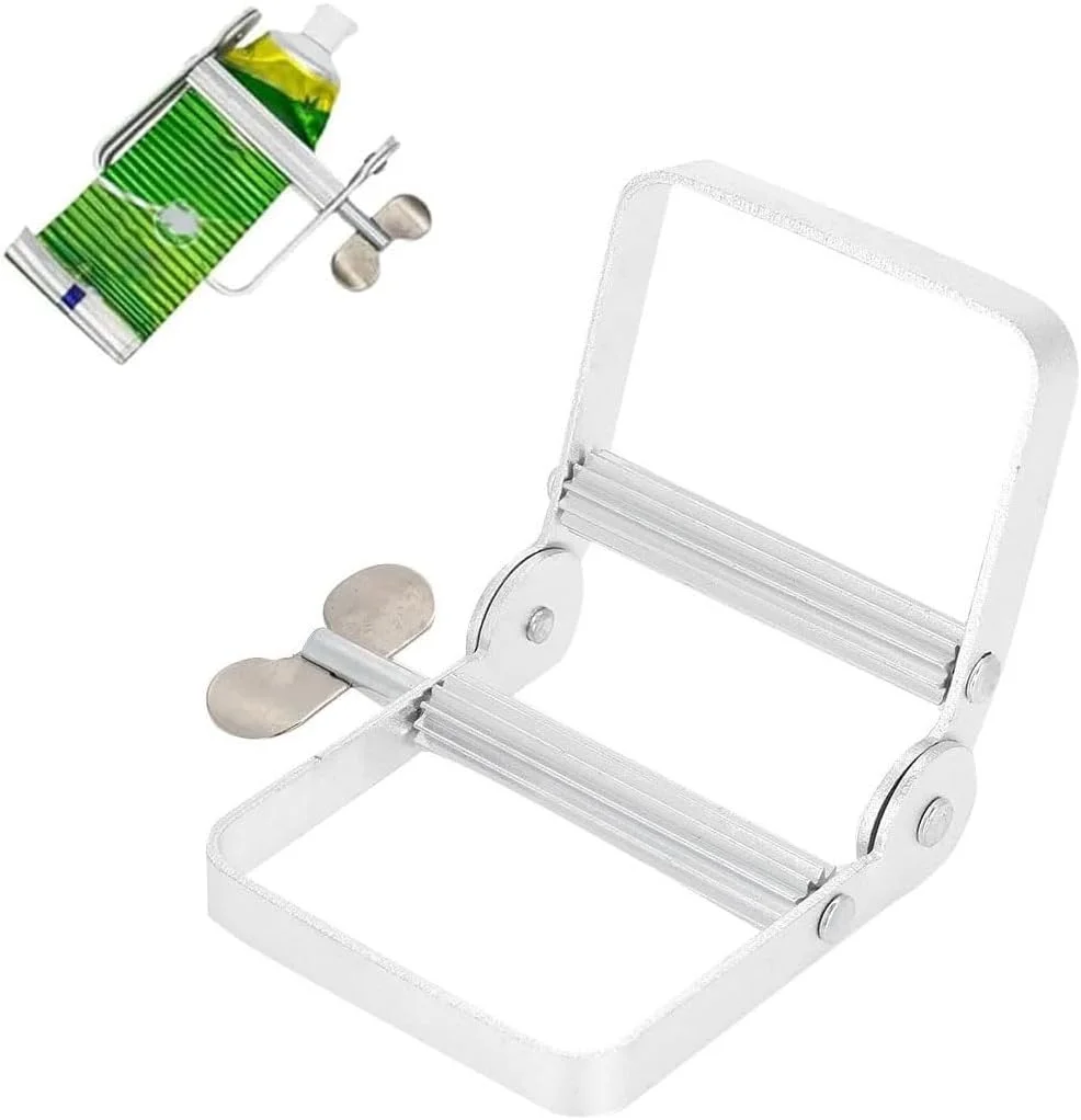 پایه خمیر دندان فشار دهنده، 1 عدد غلتک لوله چند منظوره آلومینیومی فشار دهنده خمیر دندان، صرفه جویی کننده برای لوله های رنگ مو، رنگ، کرم دست، لوازم آرایشی، 10x7.5 سانتی متر / 3.93x2.95 اینچ