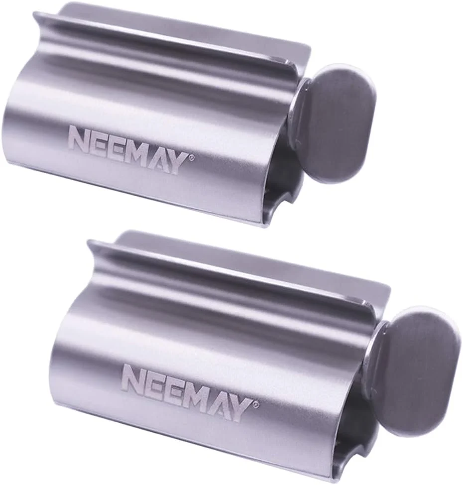 فشار دهنده فلزی خمیر دندان NEEMAY، 2 عدد در هر مجموعه، غلتک های فشار دهنده خمیر دندان، نگهدارنده پایه صندلی فشار دهنده لوله ای سایز استاندارد
