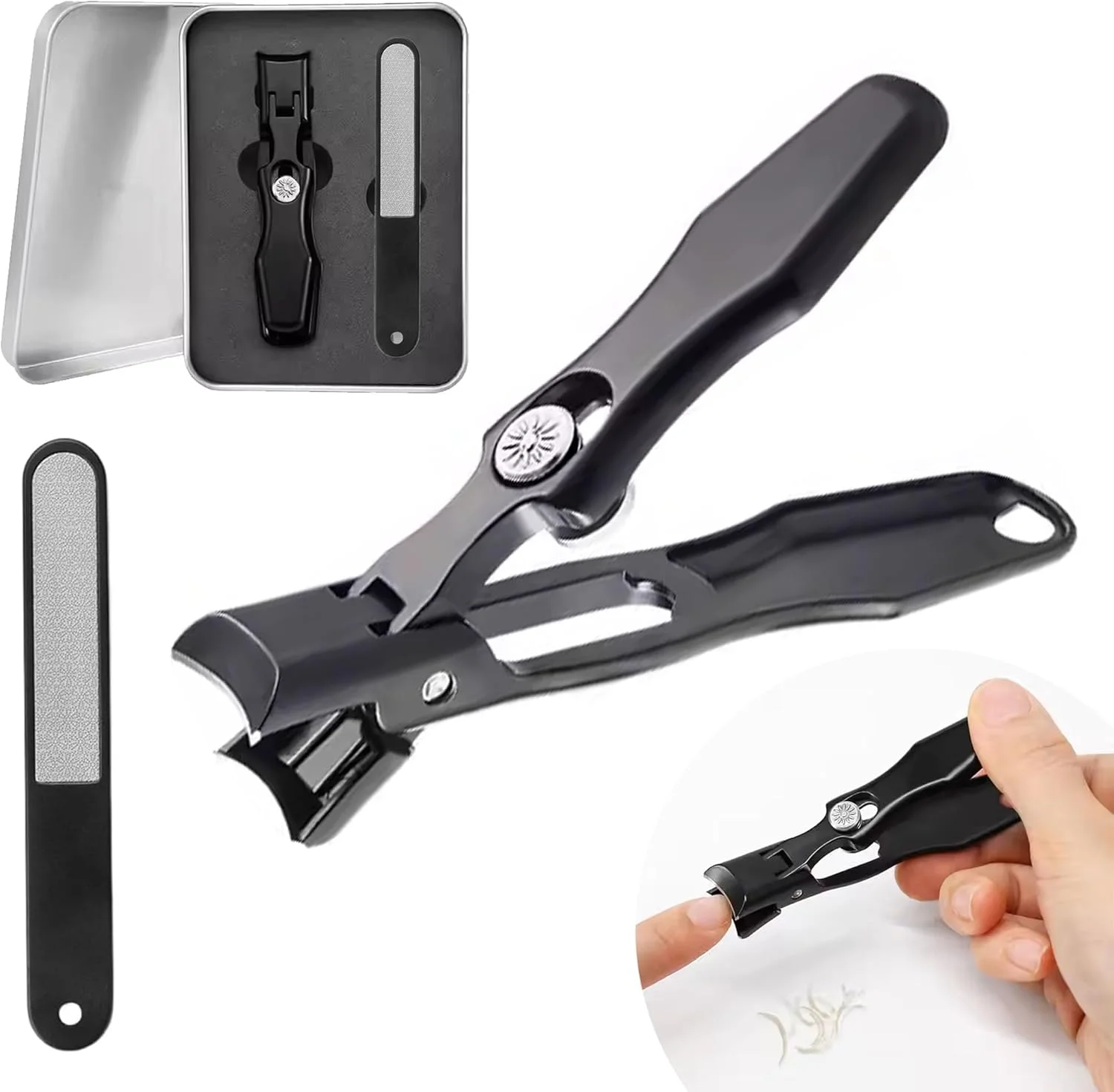 ناخن گیر مردانه سنگین با محفظه جمع آوری ناخن - ناخن گیر و سوهان ناخن تیز، دهانه پهن، بدون پاشش ناخن، دسته ارگونومیک، ست ناخن گیر خود جمع شونده ناخن گیر مردانه سنگین با محفظه جمع آوری ناخن - ناخن گیر و سوهان ناخن تیز، دهانه پهن، بدون پاشش ناخن، دسته ارگونومیک، ست ناخن گیر خود جمع شونده