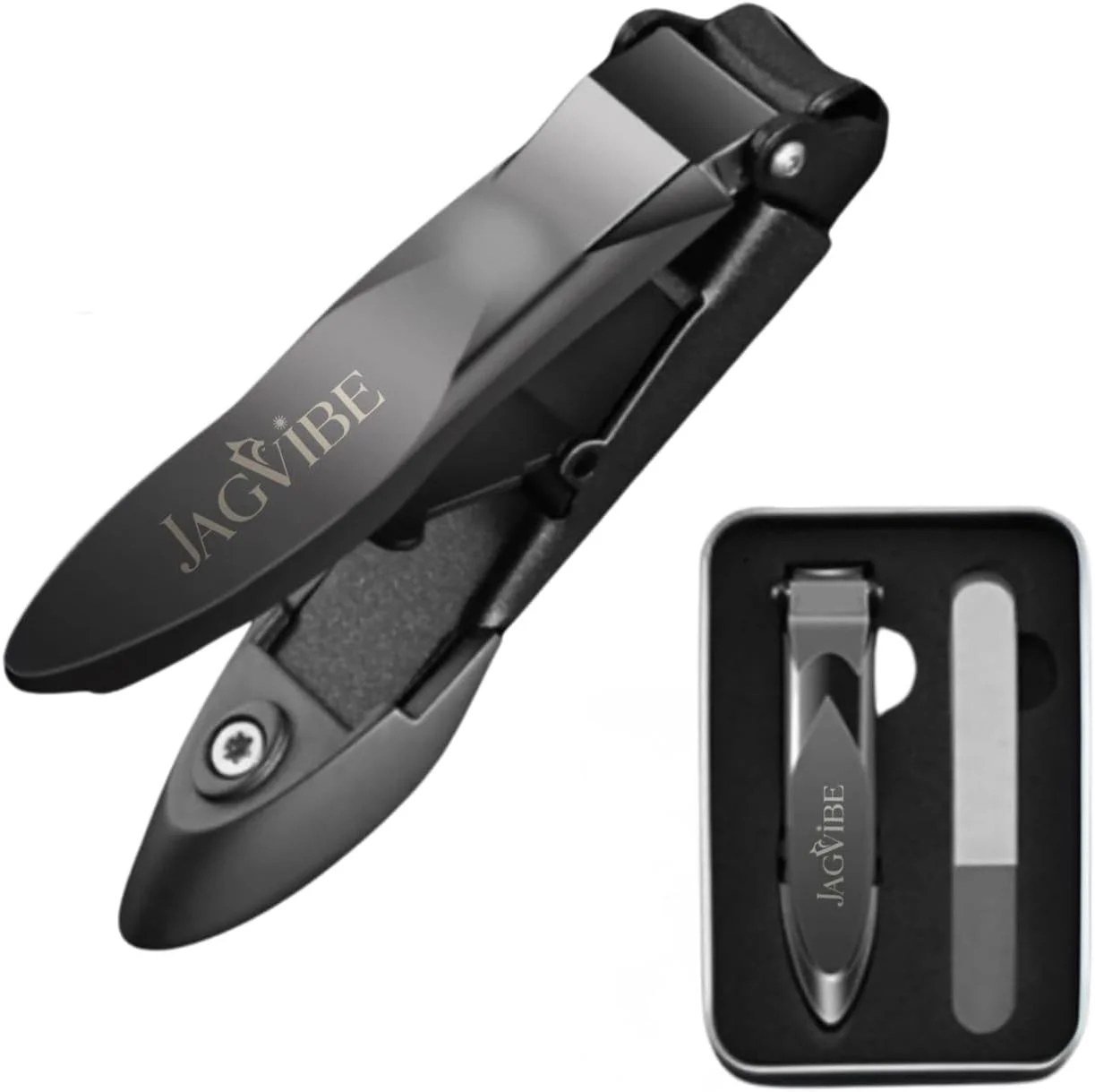 ناخن گیر و قیچی ناخن JAGViBE برای آقایان و بانوان با محفظه جمع آوری ناخن - ناخن گیر ناخن دست و پا سنگین، تیغه تیز، دسته ارگونومیک، سوهان ناخن شیشه ای نانو و جعبه نگهداری ناخن گیر و قیچی ناخن JAGViBE برای آقایان و بانوان با محفظه جمع آوری ناخن - ناخن گیر ناخن دست و پا سنگین، تیغه تیز، دسته ارگونومیک، سوهان ناخن شیشه ای نانو و جعبه نگهداری