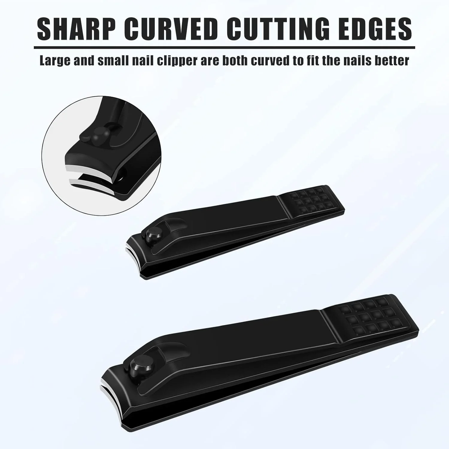 ست ناخن گیر JAZZZNAP، ناخن گیر فوق العاده تیز برای ناخن های دست و پا با لبه تیغه منحنی، مشکی ست ناخن گیر JAZZZNAP، ناخن گیر فوق العاده تیز برای ناخن های دست و پا با لبه تیغه منحنی، مشکی