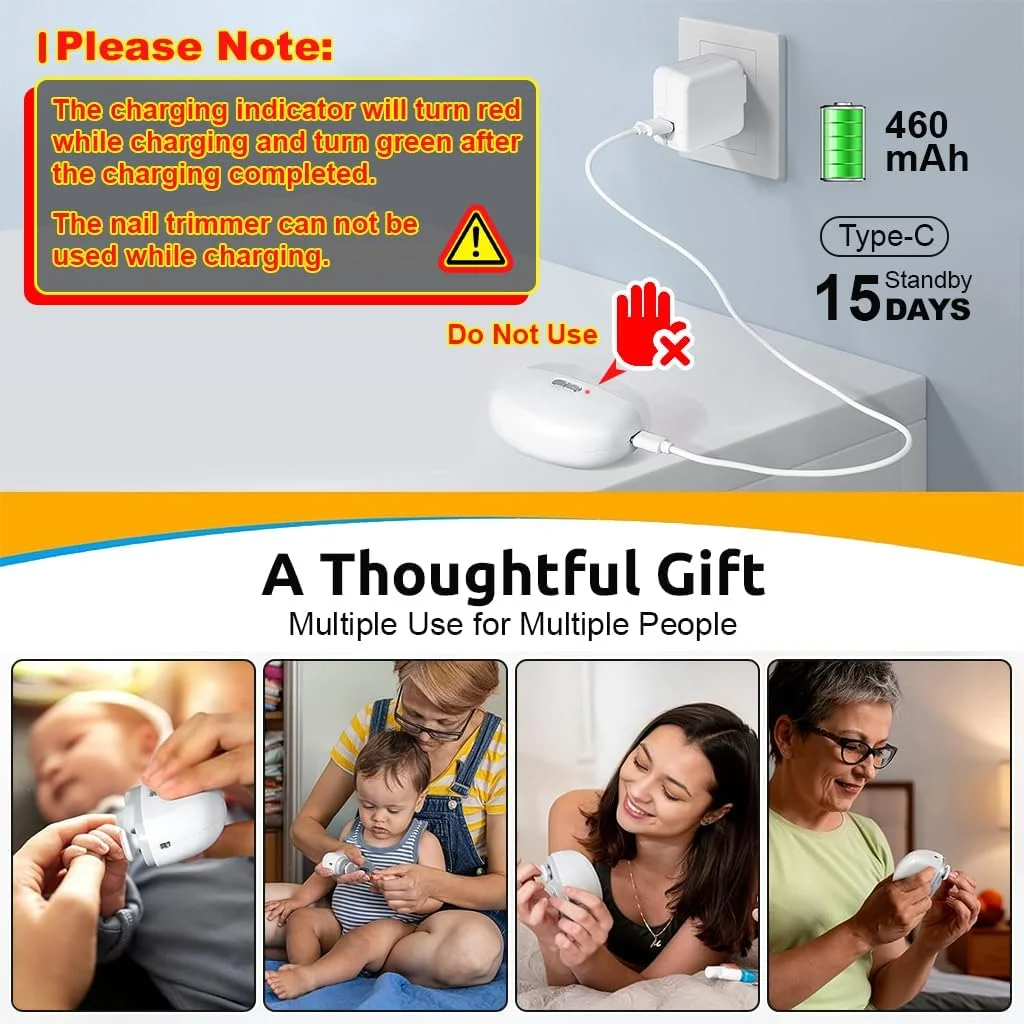 ناخن گیر برقی HANNEA با LED، سوهان ناخن برقی USB 2 در 1 با 2 سرعت، ماشین اصلاح برقی ضد پاشش با سطل گرد و غبار ناخن برای نوزاد و بزرگسال ناخن گیر برقی HANNEA با LED، سوهان ناخن برقی USB 2 در 1 با 2 سرعت، ماشین اصلاح برقی ضد پاشش با سطل گرد و غبار ناخن برای نوزاد و بزرگسال
