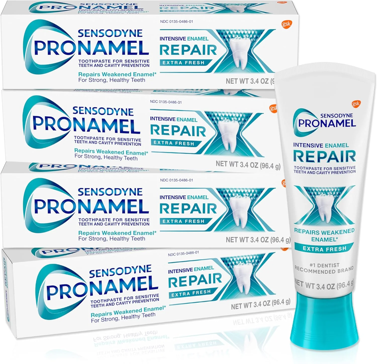 خمیر دندان سنسوداین پرونامل ترمیم کننده قوی مینای دندان برای دندان های حساس، جهت سخت کردن و تقویت مینای دندان، فوق العاده تازه - 96 گرم (بسته 4 عددی)