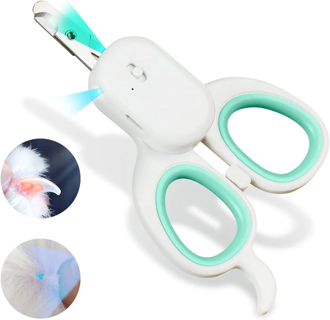 ناخن گیر حیوانات خانگی PAKEWAY با نور LED و -U-V، ناخن گیر گربه با نور LED فوق العاده روشن برای رگ خونی ناخن برای جلوگیری از کوتاه کردن بیش از حد، ابزار نظافت تیغه زاویه دار تیز برای سگ گربه خرگوش حیوانات کوچک