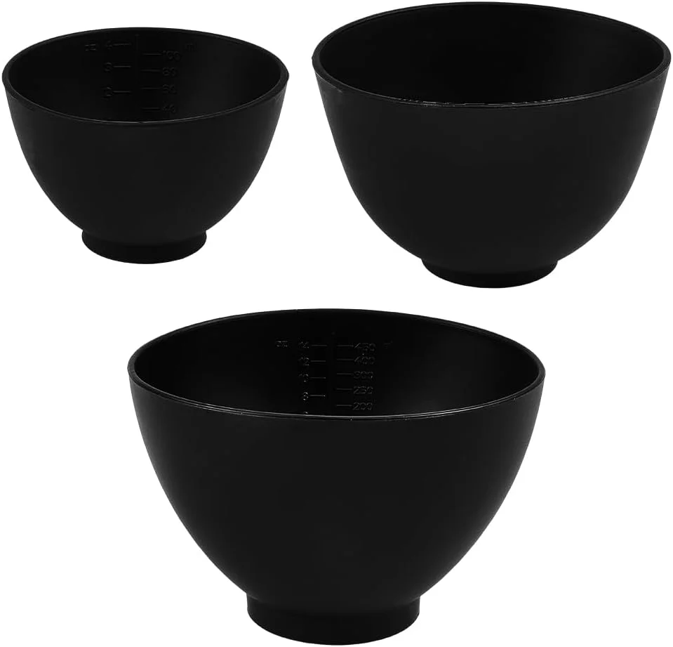 GORGECRAFT کاسه های گِل صورت در 3 سایز، مشکی کوچک، کاسه صورت سیلیکونی انعطاف پذیر و قابل استفاده مجدد، محصولات مراقبت از پوست صورت، کاسه های مخلوط کردن، کیت ابزار زیبایی آرایشی برای سالن منزل، خانم ها، مراقبت از پوست بانوان