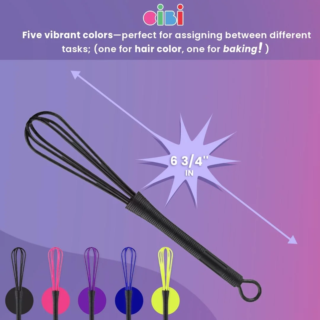 ست همزن کوچک CiBi | 25 همزن رنگارنگ متنوع [به طول 6 3/4 اینچ] برای مخلوط کردن محصولات مو، پخت و پز و استفاده در آشپزخانه | مناسب برای سالن، آرایشگاه، استفاده خانگی، کرم رنگ مو، هم زدن و موارد دیگر