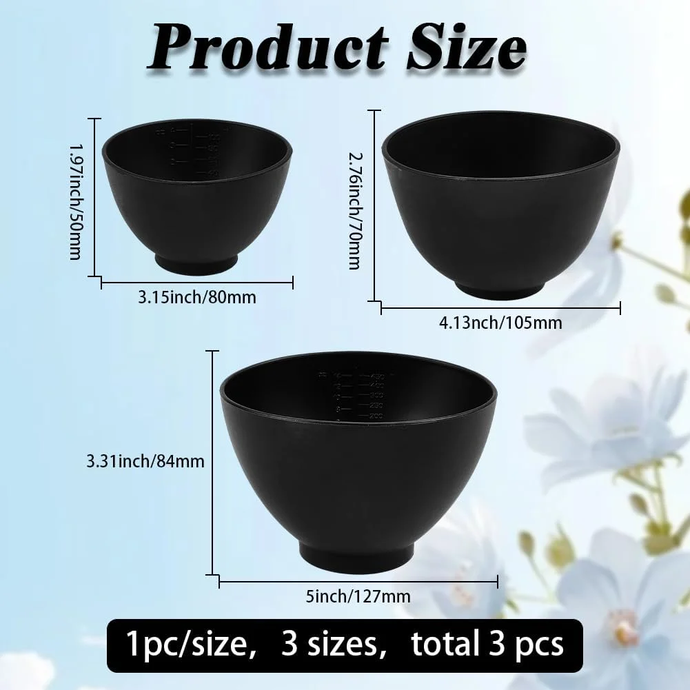 GORGECRAFT کاسه های گِل صورت در 3 سایز، مشکی کوچک، کاسه صورت سیلیکونی انعطاف پذیر و قابل استفاده مجدد، محصولات مراقبت از پوست صورت، کاسه های مخلوط کردن، کیت ابزار زیبایی آرایشی برای سالن منزل، خانم ها، مراقبت از پوست بانوان