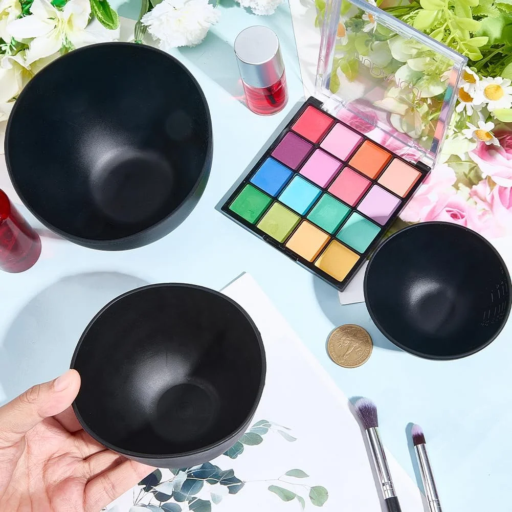 GORGECRAFT کاسه های گِل صورت در 3 سایز، مشکی کوچک، کاسه صورت سیلیکونی انعطاف پذیر و قابل استفاده مجدد، محصولات مراقبت از پوست صورت، کاسه های مخلوط کردن، کیت ابزار زیبایی آرایشی برای سالن منزل، خانم ها، مراقبت از پوست بانوان