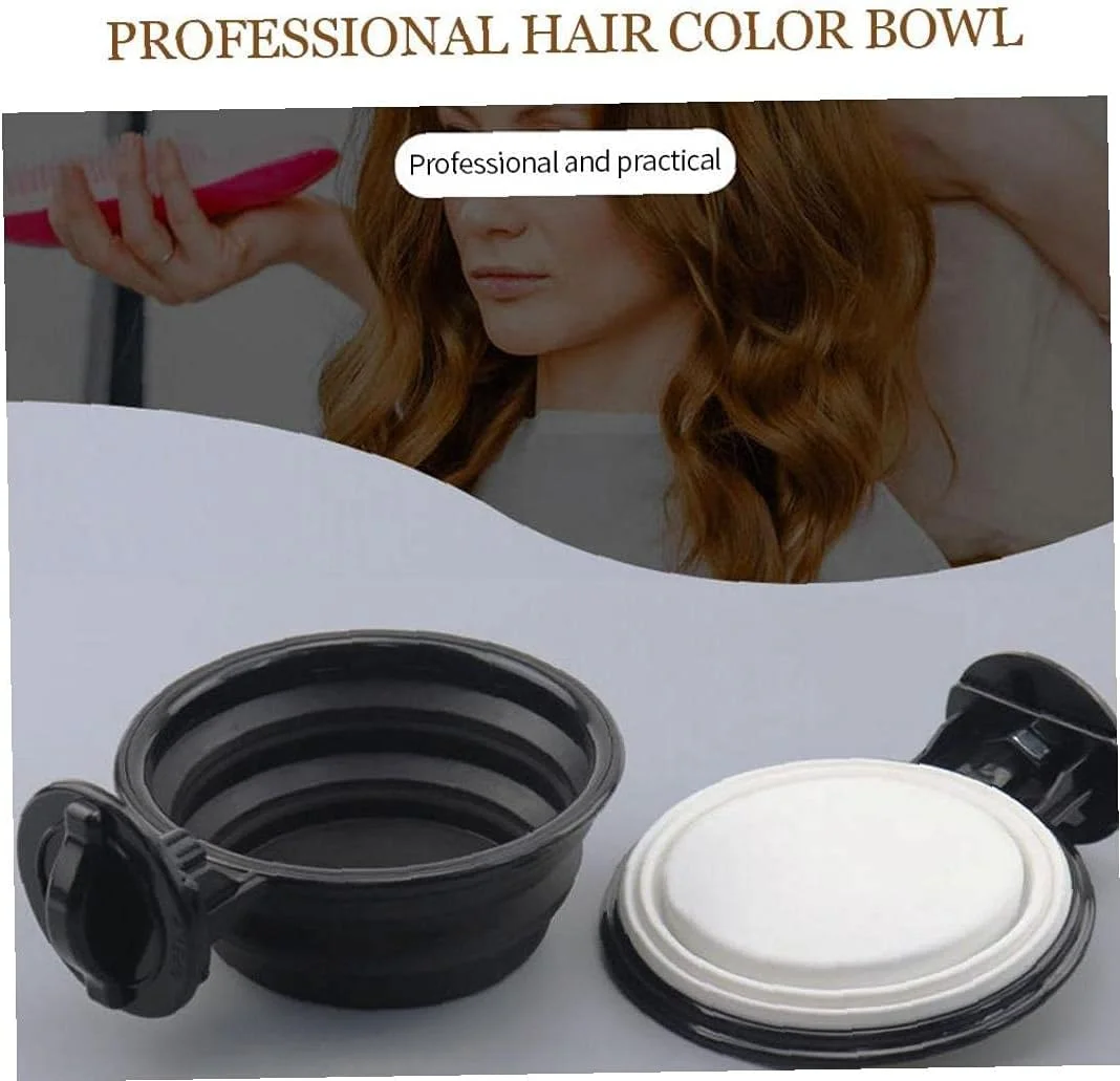 کاسه رنگ مو تاشو، ظرف مخلوط کردن رنگ مو برای استفاده در سالن و مصارف خانگی، مشکی، مناسب برای رنگ کردن، قرار دادن وسایل و طراحی ناخن