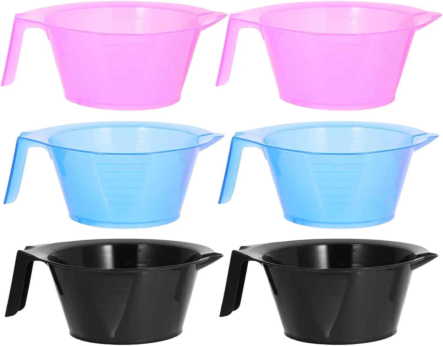 لالافینا 6 عدد کاسه رنگ مو مشکی با ابزار اپلیکاتور هایلایت DIY، ابزار مقیاس، رنگ آمیزی، رنگ موی خانگی، مقیاس سالن حرفه ای پلاستیکی برای هر رنگ آمیزی شفاف