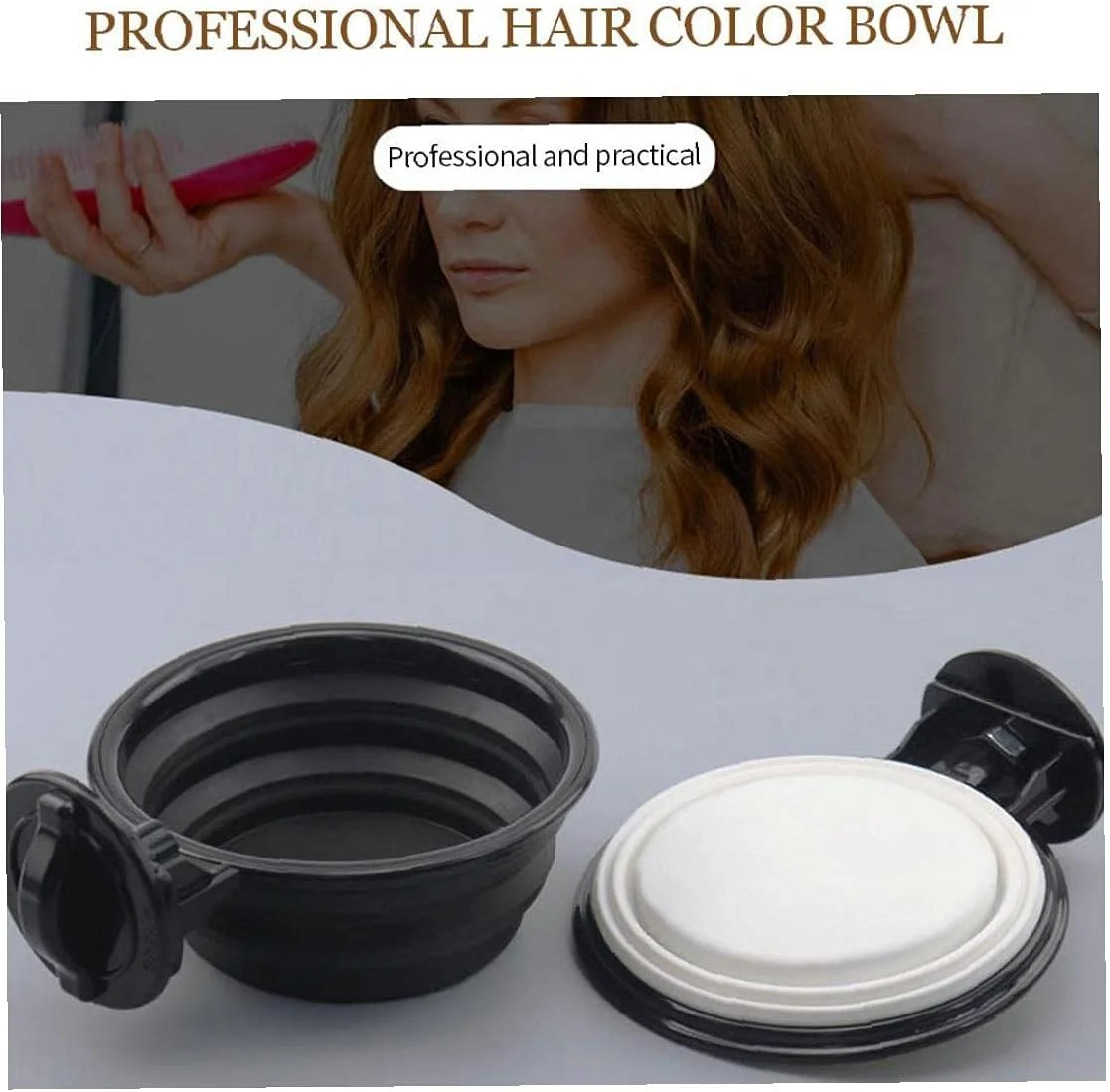 کاسه رنگ مو تاشو برای آرایشگری، ظرف مخلوط کردن رنگ مو، مناسب برای رنگ کردن، قرار دادن وسایل و طراحی ناخن، سفید