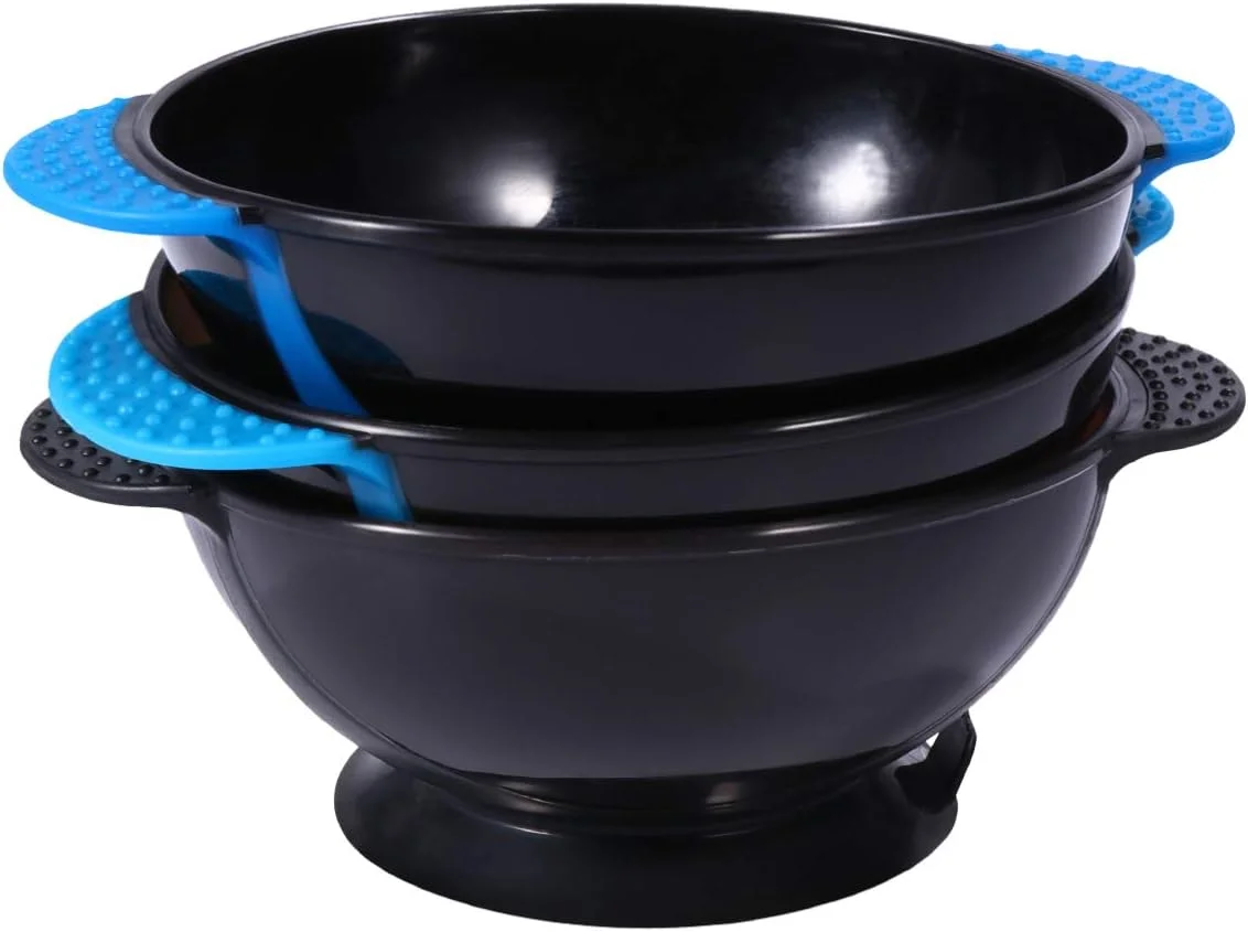 ست کاسه رنگ مو 3 عددی، کاسه مخلوط کردن رنگ مو، کاسه رنگ موی آرایشگاه، دارای مکنده، مناسب رنگ کردن مو در خانه