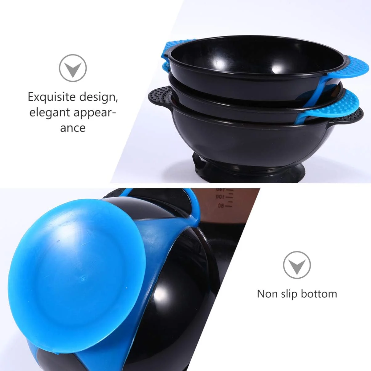 ست کاسه رنگ مو 3 عددی، کاسه مخلوط کردن رنگ مو، کاسه رنگ موی آرایشگاه، دارای مکنده، مناسب رنگ کردن مو در خانه