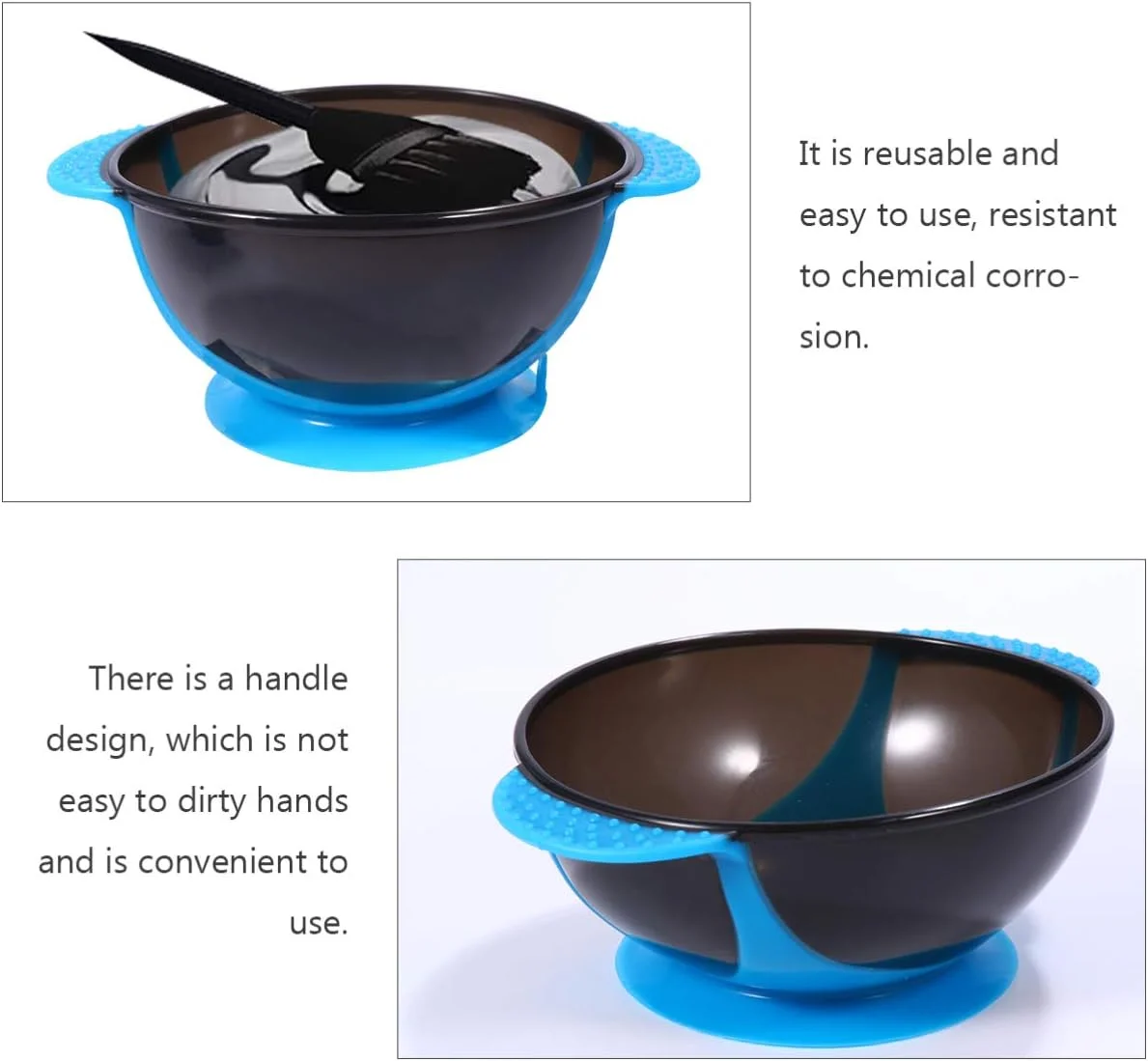 ست کاسه رنگ مو 3 عددی، کاسه مخلوط کردن رنگ مو، کاسه رنگ موی آرایشگاه، دارای مکنده، مناسب رنگ کردن مو در خانه