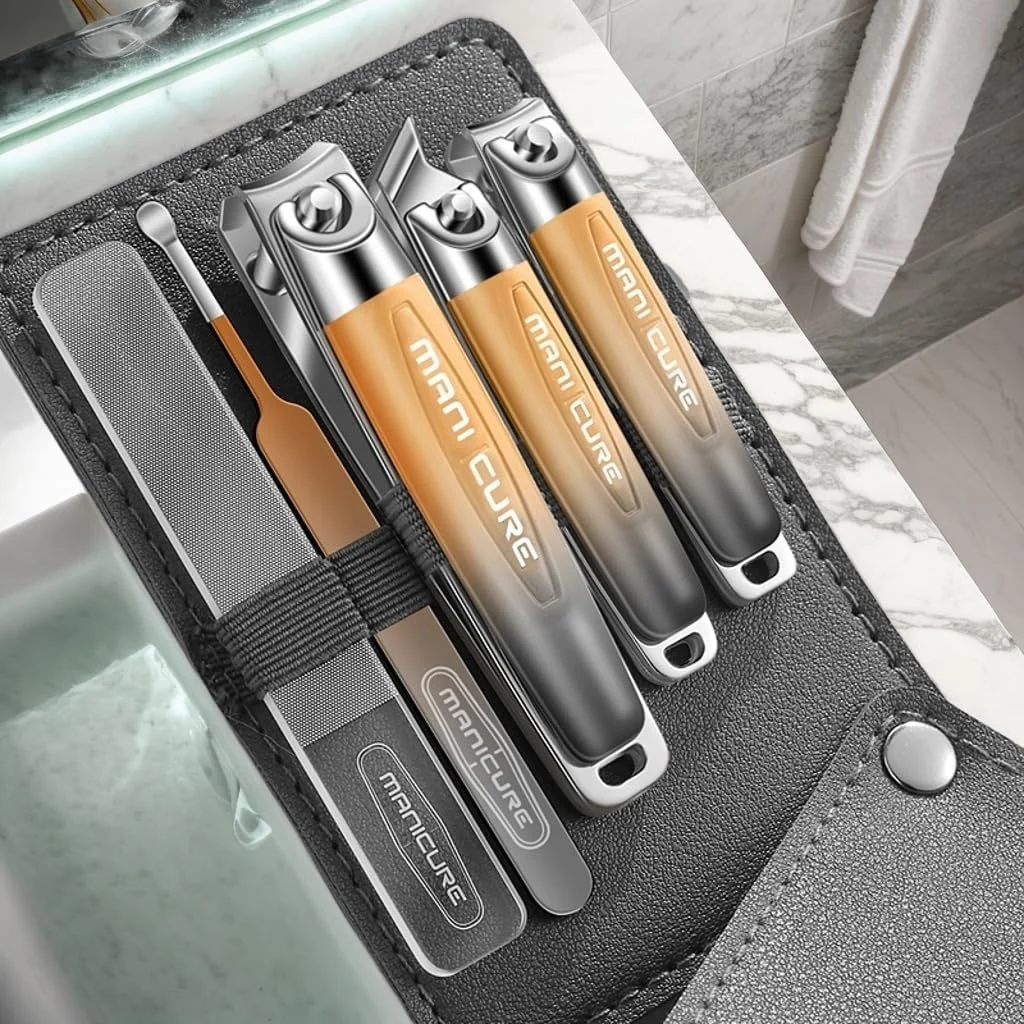 ست ناخن گیر 5 تکه - ست مانیکور و پدیکور استیل ضد زنگ با طراحی تغییر تدریجی، شامل سوهان ناخن - ایده آل برای دست و پا (نارنجی گرادیان) ست ناخن گیر 5 تکه - ست مانیکور و پدیکور استیل ضد زنگ با طراحی تغییر تدریجی، شامل سوهان ناخن - ایده آل برای دست و پا (نارنجی گرادیان)