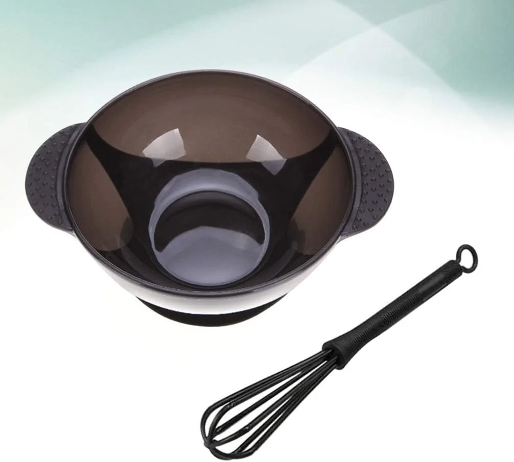 ست 2 عددی کیت رنگ مو کاسه های مخلوط رنگ مو میکسر کرم برای ابزارهای رنگ مو DIY سالن (کاسه مشکی همزن مشکی)