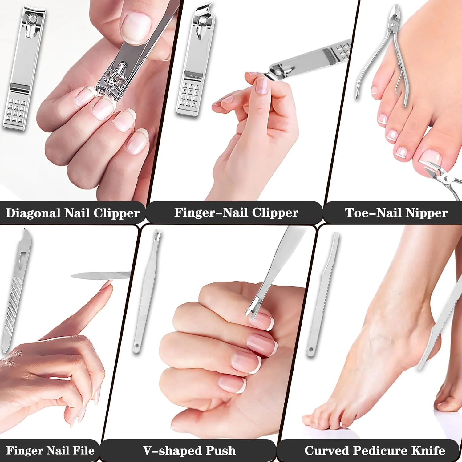 ست مانیکور و پدیکور 19 تکه - ابزار مراقبت از ناخن استیل ضد زنگ ممتاز - کیت پیرایش قابل حمل - هدیه برای آقایان و خانم ها - مشکی ست مانیکور و پدیکور 19 تکه - ابزار مراقبت از ناخن استیل ضد زنگ ممتاز - کیت پیرایش قابل حمل - هدیه برای آقایان و خانم ها - مشکی