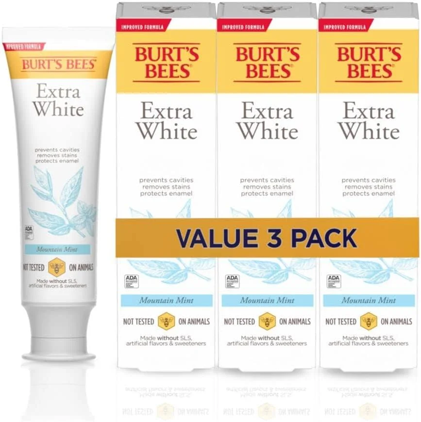 خمیر دندان نعناع کوهستانی سفید کننده اضافی Burt's Bees، ۱۳۳ گرم (بسته ۳ عددی)