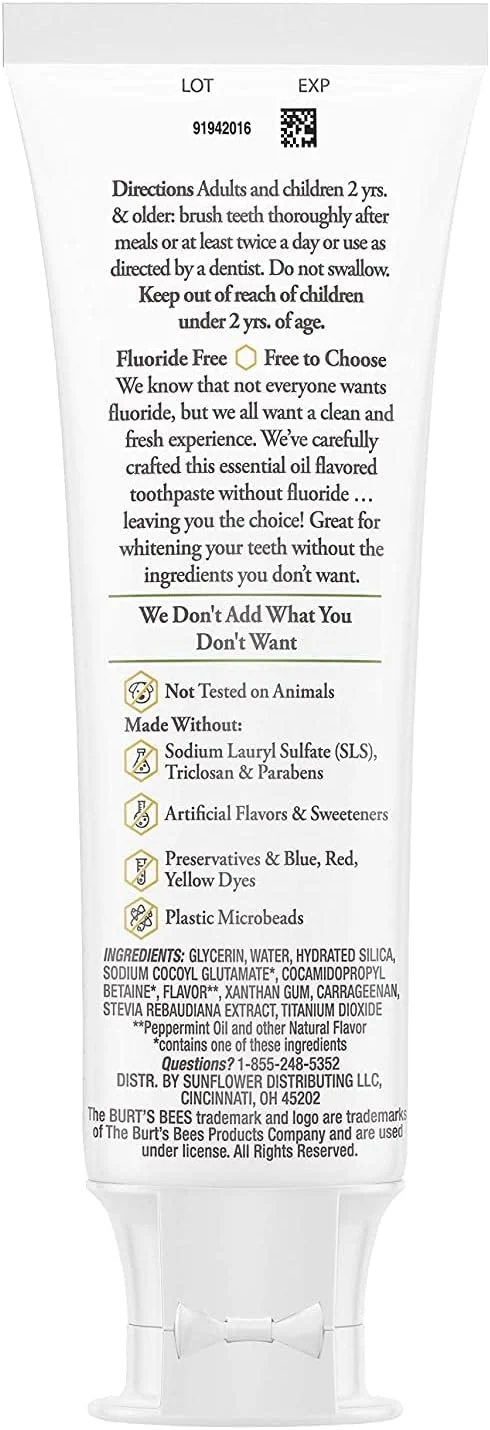 خمیر دندان سفید کننده خالص زنبورهای برت با طعم نعناع ذن 133 گرم (2 عددی)