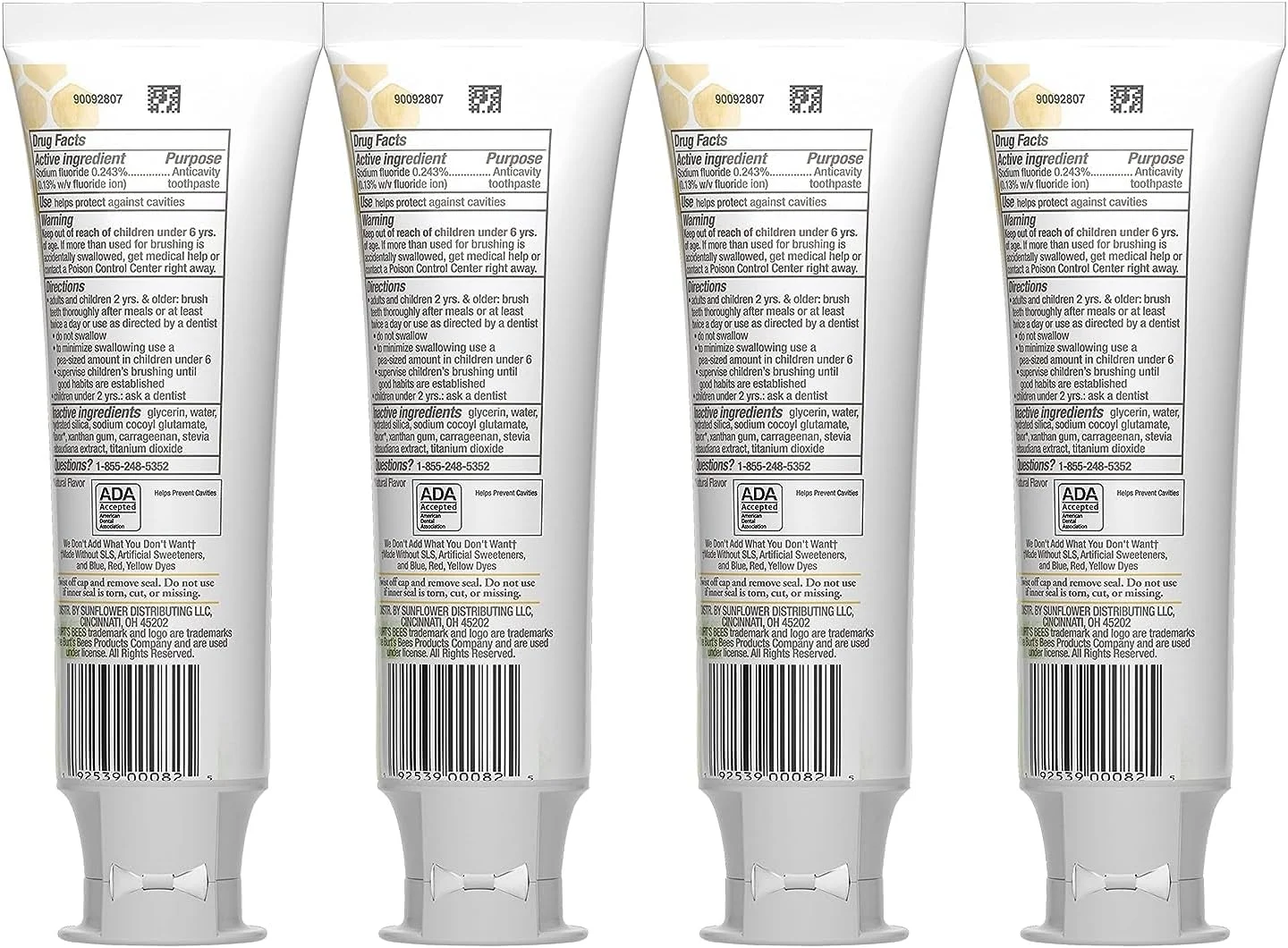 خمیر دندان کودکانه Burt's Bees، طعم توت فرنگی، حاوی فلوراید، Strawberry Splash، 133 گرم، بسته 4 عددی