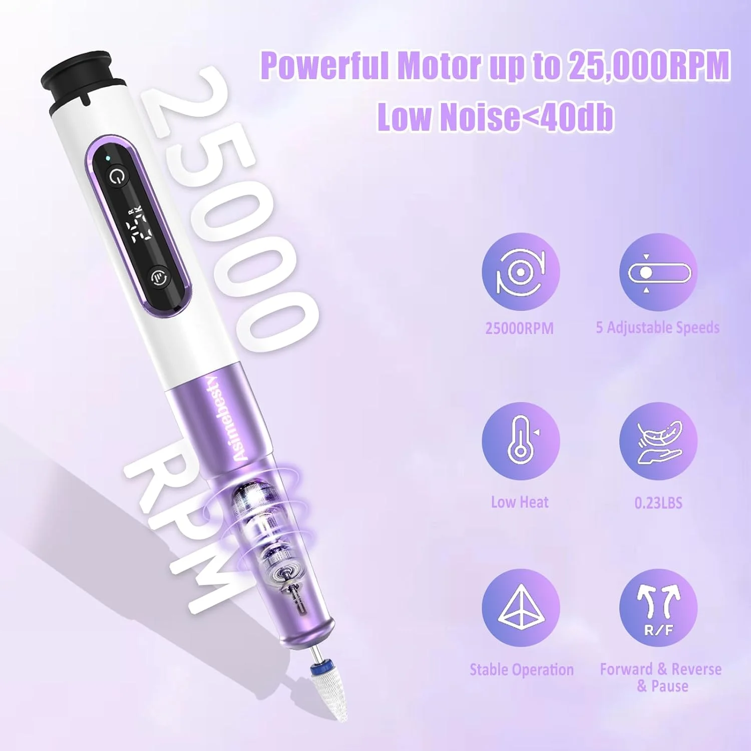 سوهان برقی ناخن حرفه ای Asimebesty با سرعت 25000 دور در دقیقه، ست 12 در 1 بی سیم، کاتر ناخن قابل حمل با صفحه نمایش LCD، سرعت قابل تنظیم، ست مانیکور برقی برای ناخن های ژلی سوهان برقی ناخن حرفه ای Asimebesty با سرعت 25000 دور در دقیقه، ست 12 در 1 بی سیم، کاتر ناخن قابل حمل با صفحه نمایش LCD، سرعت قابل تنظیم، ست مانیکور برقی برای ناخن های ژلی