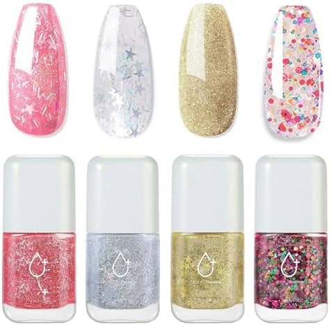 ست لاک ناخن اکلیلی آزونه، ست لاک ناخن ستاره ای براق، لاک ناخن خشک شونده سریع با پایه شفاف - طلایی نقره ای صورتی با ماندگاری طولانی بدون نیاز به UV برای طراحی ناخن، 4 عدد ست لاک ناخن اکلیلی آزونه، ست لاک ناخن ستاره ای براق، لاک ناخن خشک شونده سریع با پایه شفاف - طلایی نقره ای صورتی با ماندگاری طولانی بدون نیاز به UV برای طراحی ناخن، 4 عدد