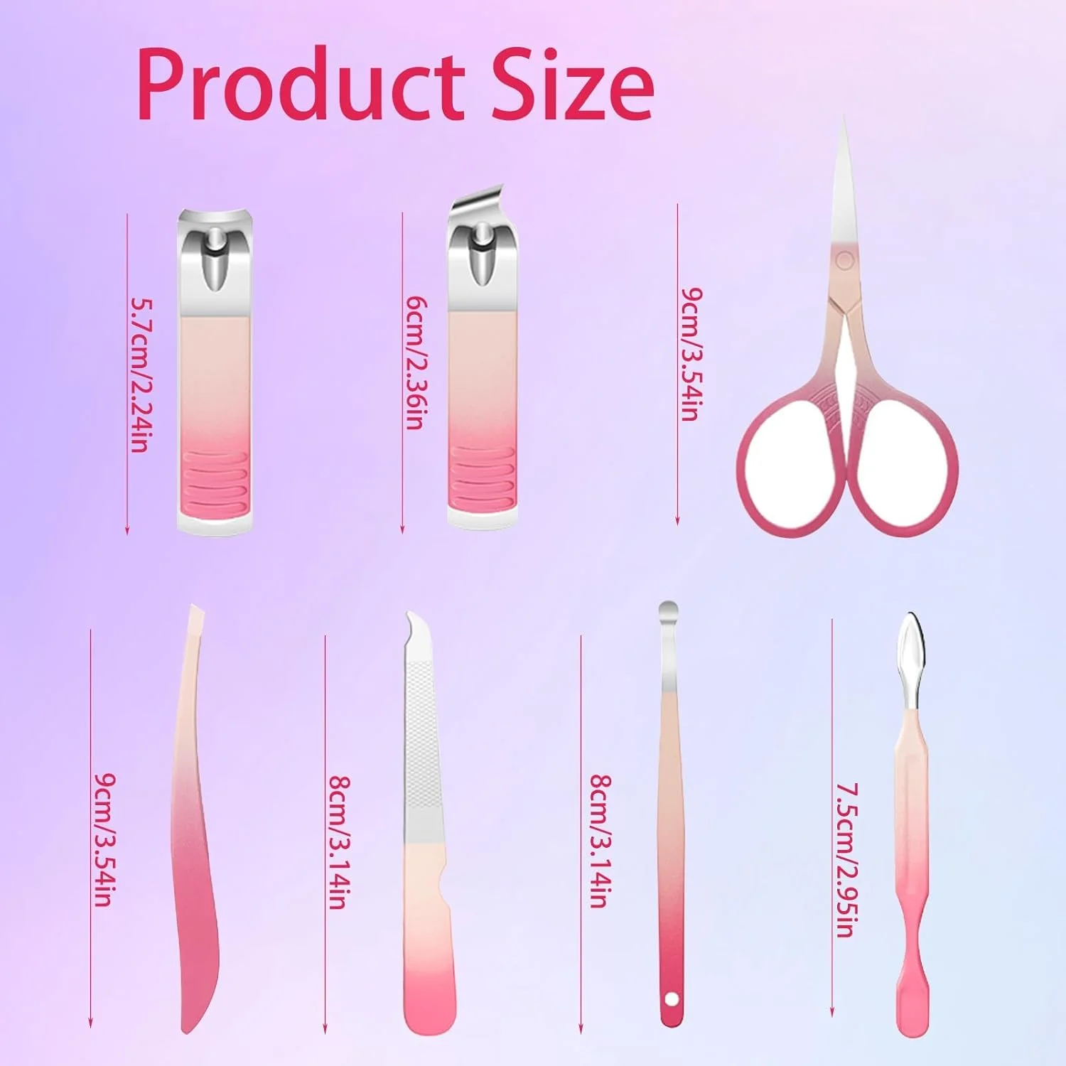 ست مانیکور آزونه، ست 7 تکه مانیکور استیل ضد زنگ، ست حرفه ای ناخن گیر ابزار مراقبت از پدیکور، ست اصلاح مسافرتی قابل حمل برای مردان و زنان با کیف چرمی