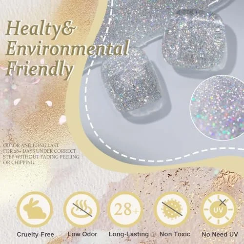 ست لاک ناخن اکلیلی آزونه، ست لاک ناخن ستاره ای براق، لاک ناخن خشک شونده سریع با پایه شفاف - طلایی نقره ای صورتی با ماندگاری طولانی بدون نیاز به UV برای طراحی ناخن، 4 عدد ست لاک ناخن اکلیلی آزونه، ست لاک ناخن ستاره ای براق، لاک ناخن خشک شونده سریع با پایه شفاف - طلایی نقره ای صورتی با ماندگاری طولانی بدون نیاز به UV برای طراحی ناخن، 4 عدد