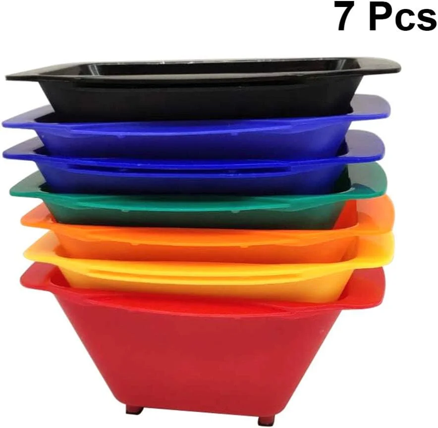 ست 7 عددی کاسه رنگ مو، کاسه های مخلوط رنگ مو، کاسه های رنگ مو با مقیاس، ابزارهای حرفه ای رنگ کردن مو و سفید کننده مو برای سالن خانگی، رنگارنگ
