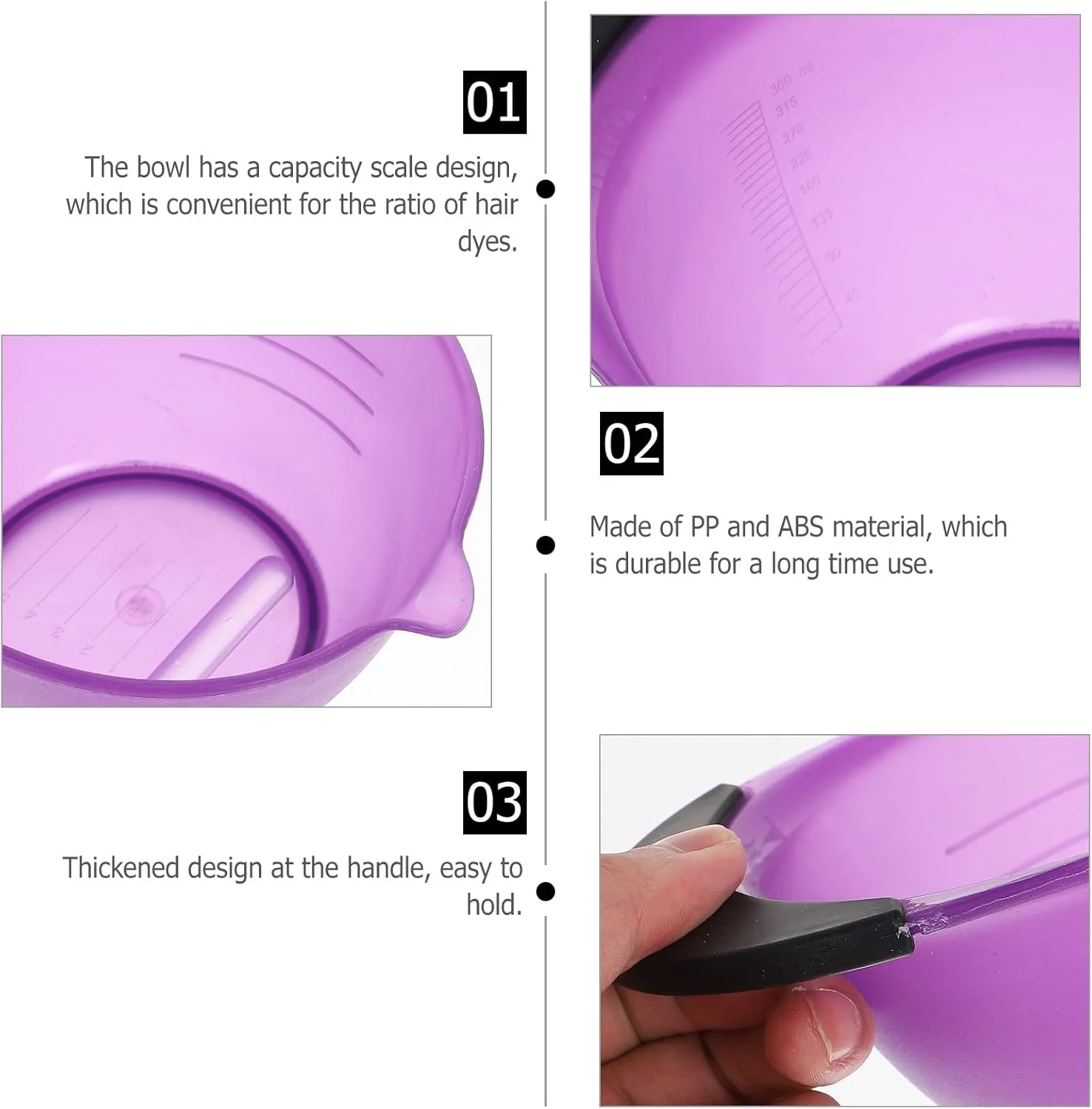 BEBALETY کاسه رنگ مو 5 عددی، کاسه رنگ موی سالنی با دسته برای رنگ کردن مو در خانه