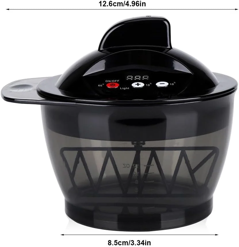 کاسه های مخلوط رنگ مو، کاسه های مخلوط برقی کرم مو 320 میلی لیتری برای رنگ مو، سفید کننده مو، رنگ مو، رنگ آمیزی، کاسه های رنگ مو با قابلیت شارژ USB و نمایشگر زمان LCD