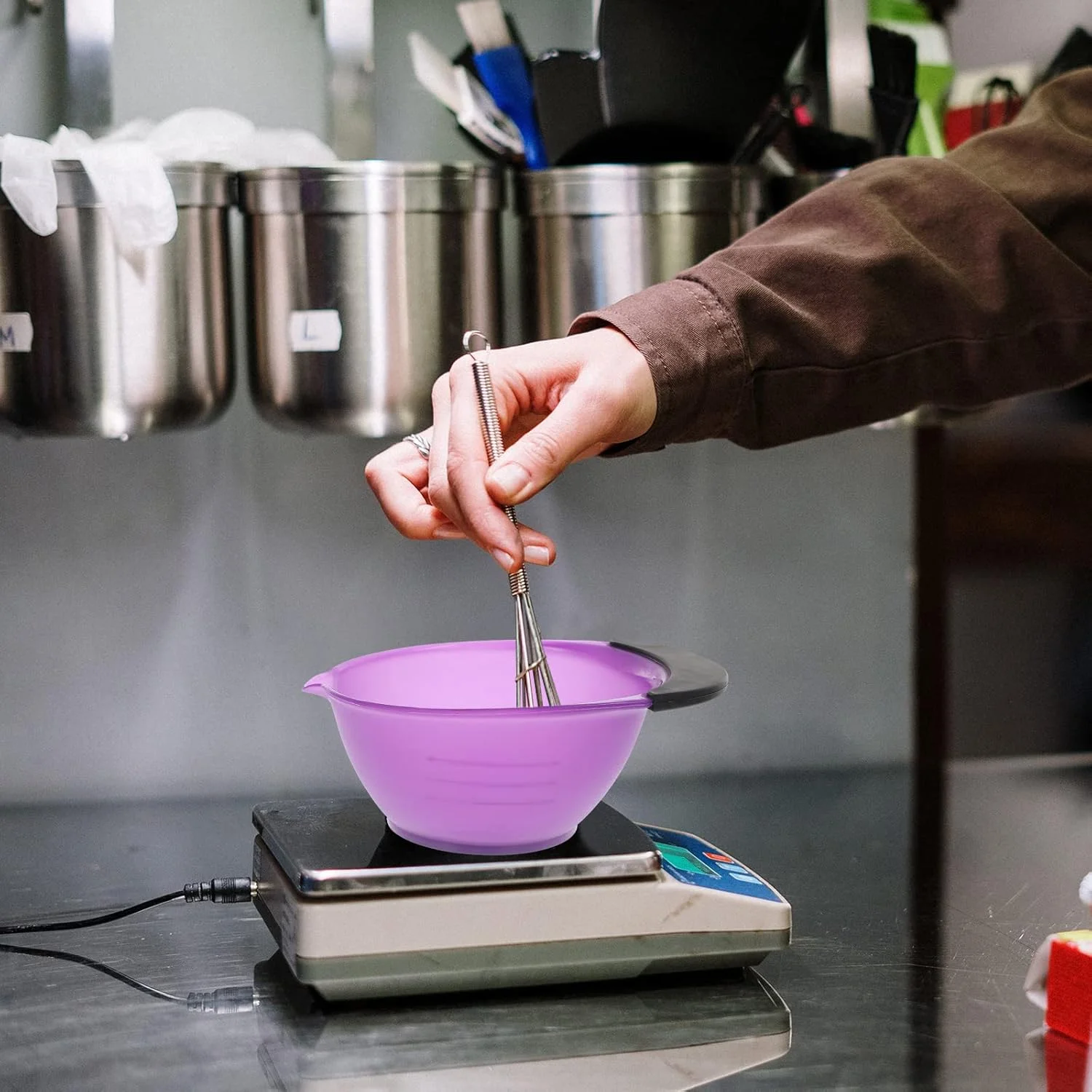 BEBALETY کاسه رنگ مو 5 عددی، کاسه رنگ موی سالنی با دسته برای رنگ کردن مو در خانه