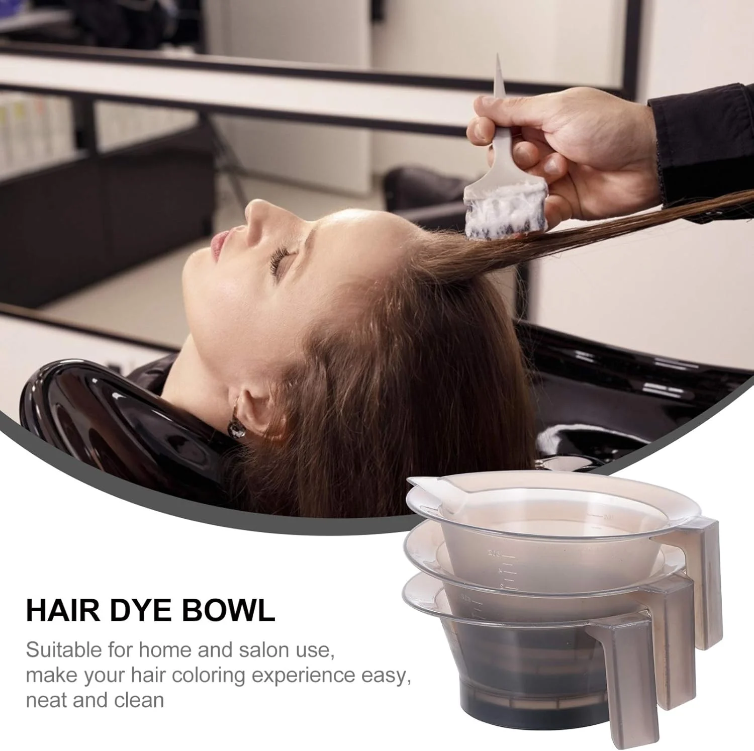 ست کاسه رنگ مو پلاستیکی 3 عددی، کاسه مخلوط رنگ مو حرفه ای برای آرایشگاه