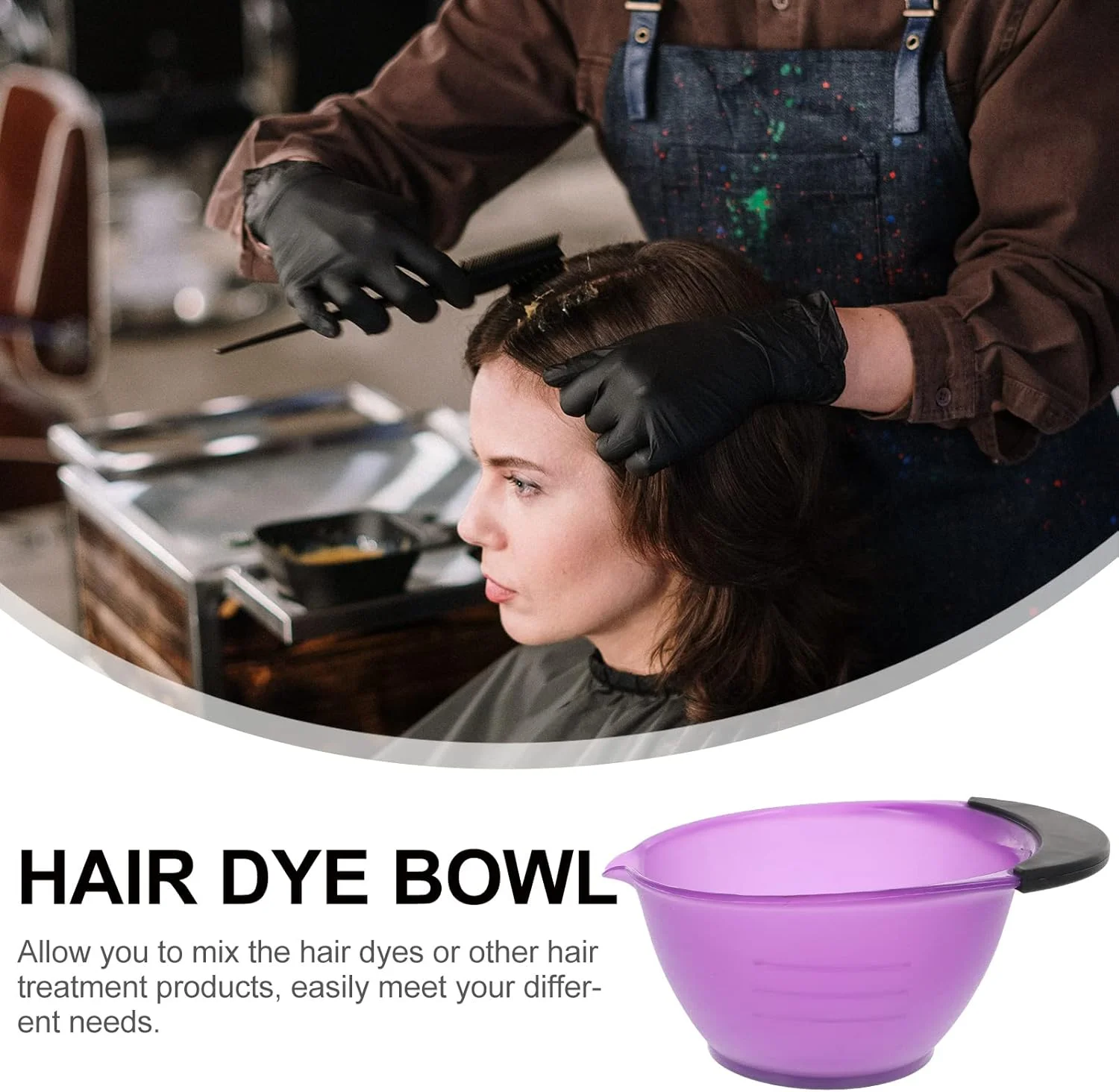 BEBALETY کاسه رنگ مو 5 عددی، کاسه رنگ موی سالنی با دسته برای رنگ کردن مو در خانه