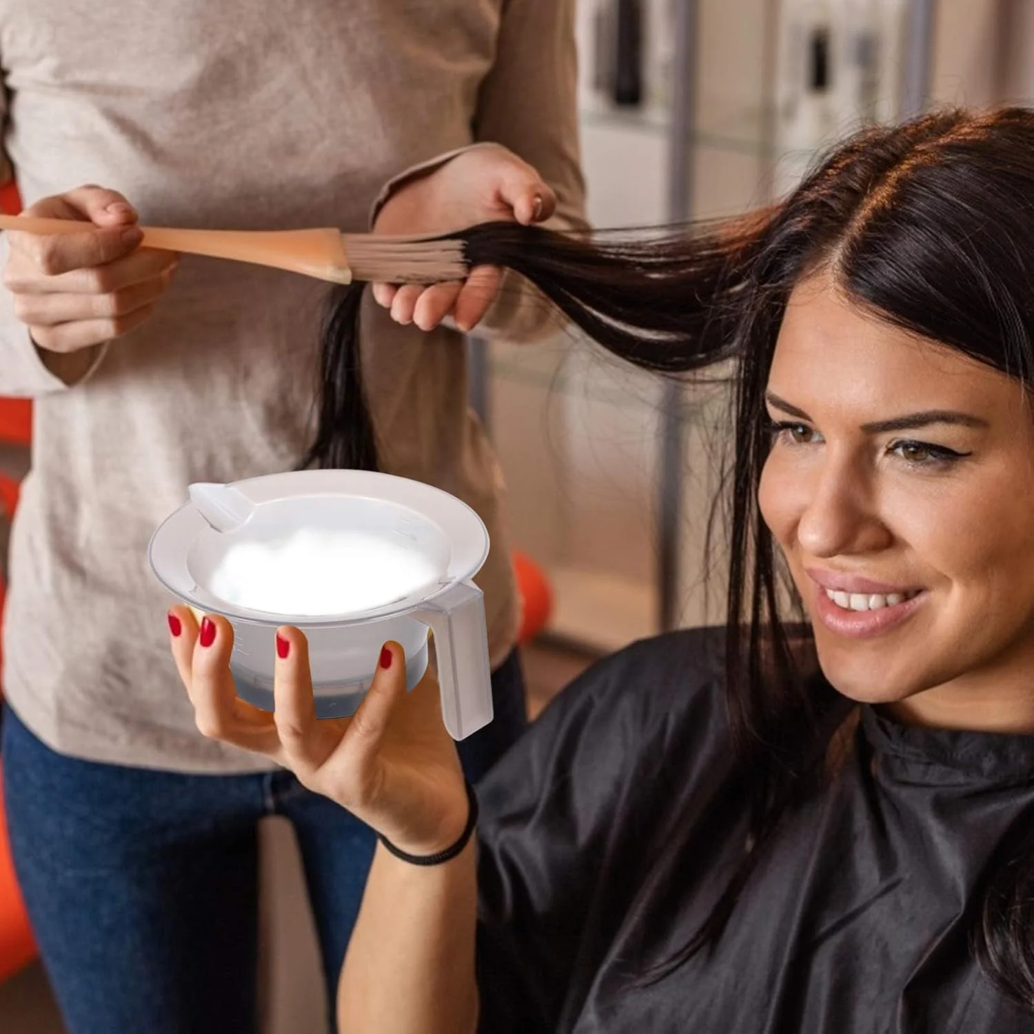 ست کاسه رنگ مو پلاستیکی 3 عددی، کاسه مخلوط رنگ مو حرفه ای برای آرایشگاه