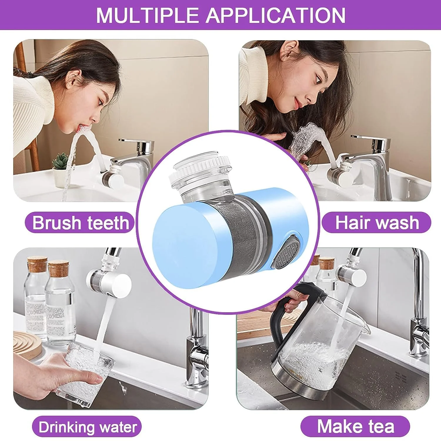 شیر آب فیلتر دار سینک Azonee، چرخش 720 درجه جهانی، حذف کلر، فلوراید، فلزات سنگین و سختی آب، مناسب برای استفاده در حمام و آشپزخانه شیر آب فیلتر دار سینک Azonee، چرخش 720 درجه جهانی، حذف کلر، فلوراید، فلزات سنگین و سختی آب، مناسب برای استفاده در حمام و آشپزخانه