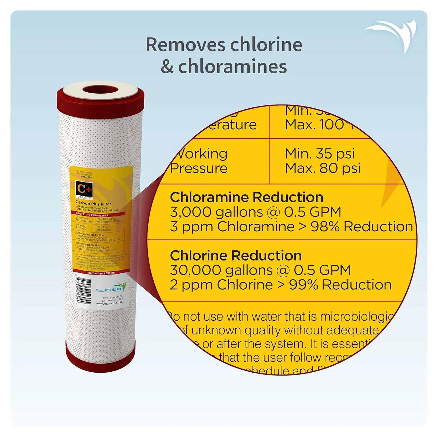 بسته فیلتر کارتریج آب اسمز معکوس شامل (1) محفظه فیلتر آب 10 اینچی و (1) کارتریج فیلتر کربن بلاک 10 اینچی Carbon Plus می باشد. محفظه فیلتر آب 10 اینچی یک قوطی فیلتر اضافی عالی برای هر کسی است که به دنبال اضافه کردن فیلتراسیون بیشتر به سیستم RO یا RODI خود است. افزودن یک فیلتر اضافی به واحد فیلتر آب به بهبود کیفیت آب فیلتر شده شما کمک می کند. با اتصالات اتصال سریع 1/4 اینچی و 5 فوت لوله 1/4 اینچی به همراه آچار قوطی. فیلتر آب CARBON PLUS 10x2.5 - از فیلتر کربن بلاک برای کاهش کلرامین، کلر و رسوبات استفاده کنید. این یک پیش فیلتر ایده آل برای اسمز معکوس، سیستم دیونیزاسیون، RO/DI و بسیاری از واحدهای سیستم فیلتر آب است. طراحی شده برای قرار گرفتن در واحدهای سیستم فیلتراسیون آب استاندارد که از محفظه های فیلتر آب 10x2.5 استفاده می کنند. هر کارتریج فیلتر آب کربنی روی 3000 گالن آب با سرعت جریان 0.5 GPM کار می کند.