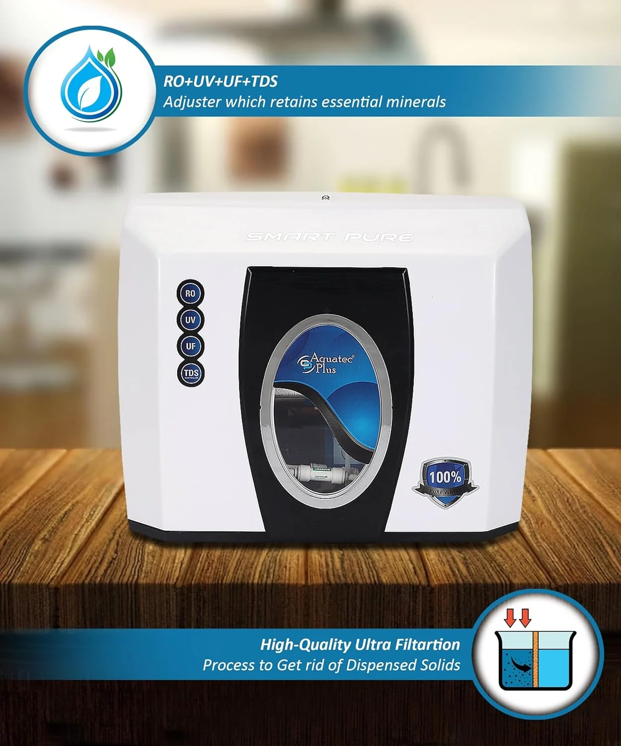 دستگاه تصفیه آب زیر سینکی Aquatec Plus Smart Pure - مخزن تحت فشار 12 لیتری RO+UV+UF+TDS (سفید) دستگاه تصفیه آب زیر سینکی Aquatec Plus Smart Pure - مخزن تحت فشار 12 لیتری RO+UV+UF+TDS (سفید)