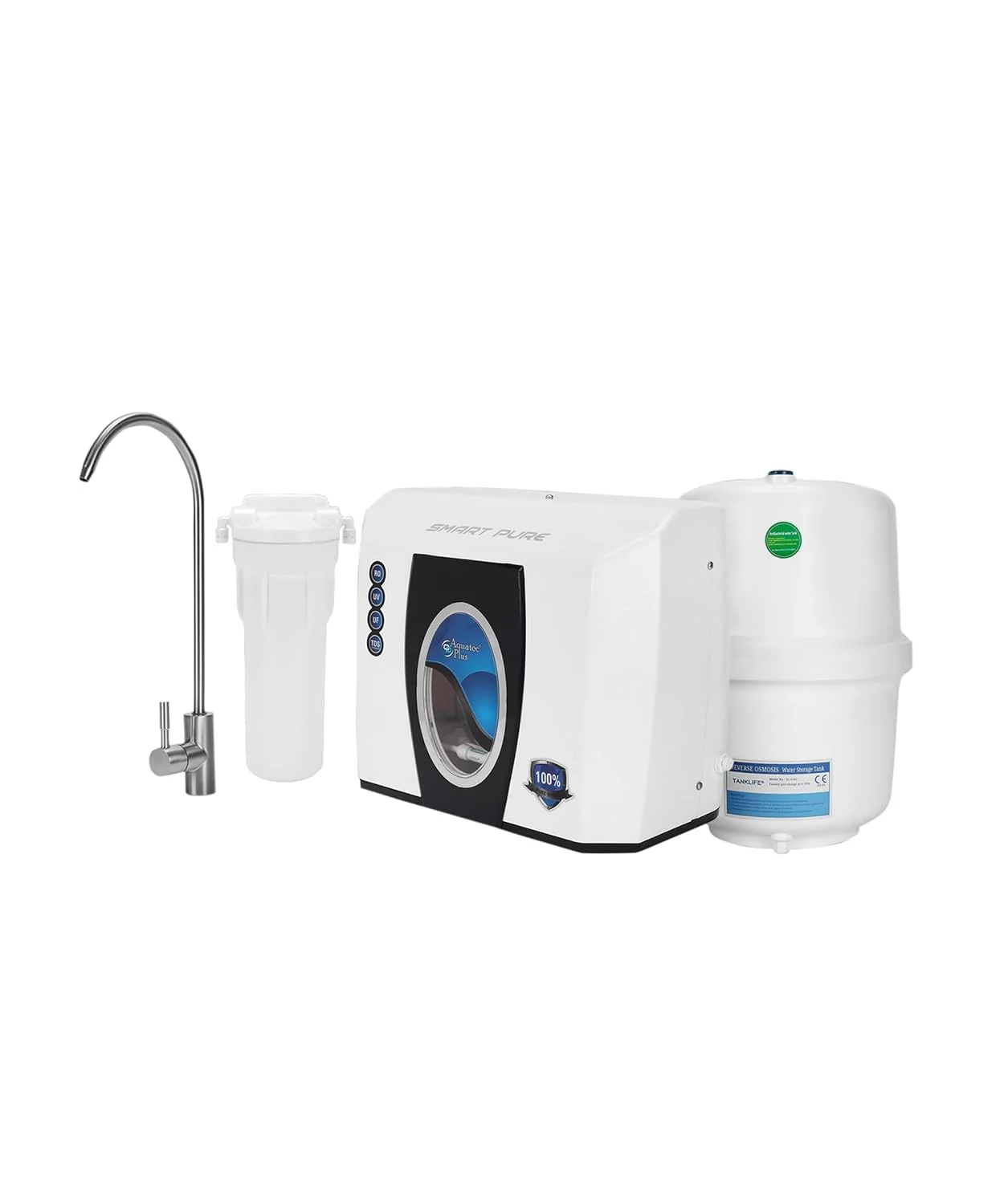 دستگاه تصفیه آب زیر سینکی Aquatec Plus Smart Pure - مخزن تحت فشار 12 لیتری RO+UV+UF+TDS (سفید) دستگاه تصفیه آب زیر سینکی Aquatec Plus Smart Pure - مخزن تحت فشار 12 لیتری RO+UV+UF+TDS (سفید)