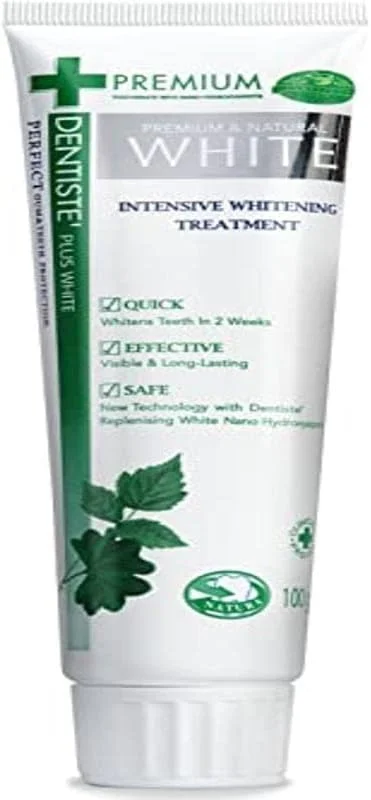 خمیر دندان سفید کننده پلاس پریمیوم و طبیعی دنتیسته 100 گرم | درمان سفید کننده قوی | سریع - موثر - ایمن