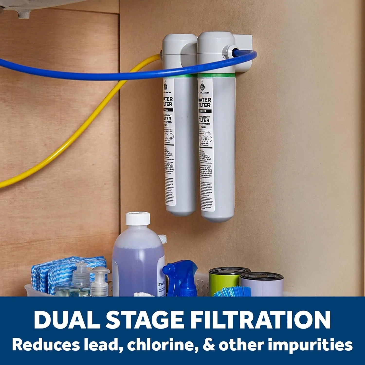 سیستم فیلتراسیون آب دو مرحله ای زیر سینک جنرال الکتریک به همراه شیر | کاهش سرب، کلر و موارد دیگر | نصب آسان | طراحی چرخشی قفل شونده | تعویض فیلترها (FQK2J) هر 6 ماه | GXK255TBN، سفید (بسته 1 عددی) سیستم فیلتراسیون آب دو مرحله ای زیر سینک جنرال الکتریک به همراه شیر | کاهش سرب، کلر و موارد دیگر | نصب آسان | طراحی چرخشی قفل شونده | تعویض فیلترها (FQK2J) هر 6 ماه | GXK255TBN، سفید (بسته 1 عددی)