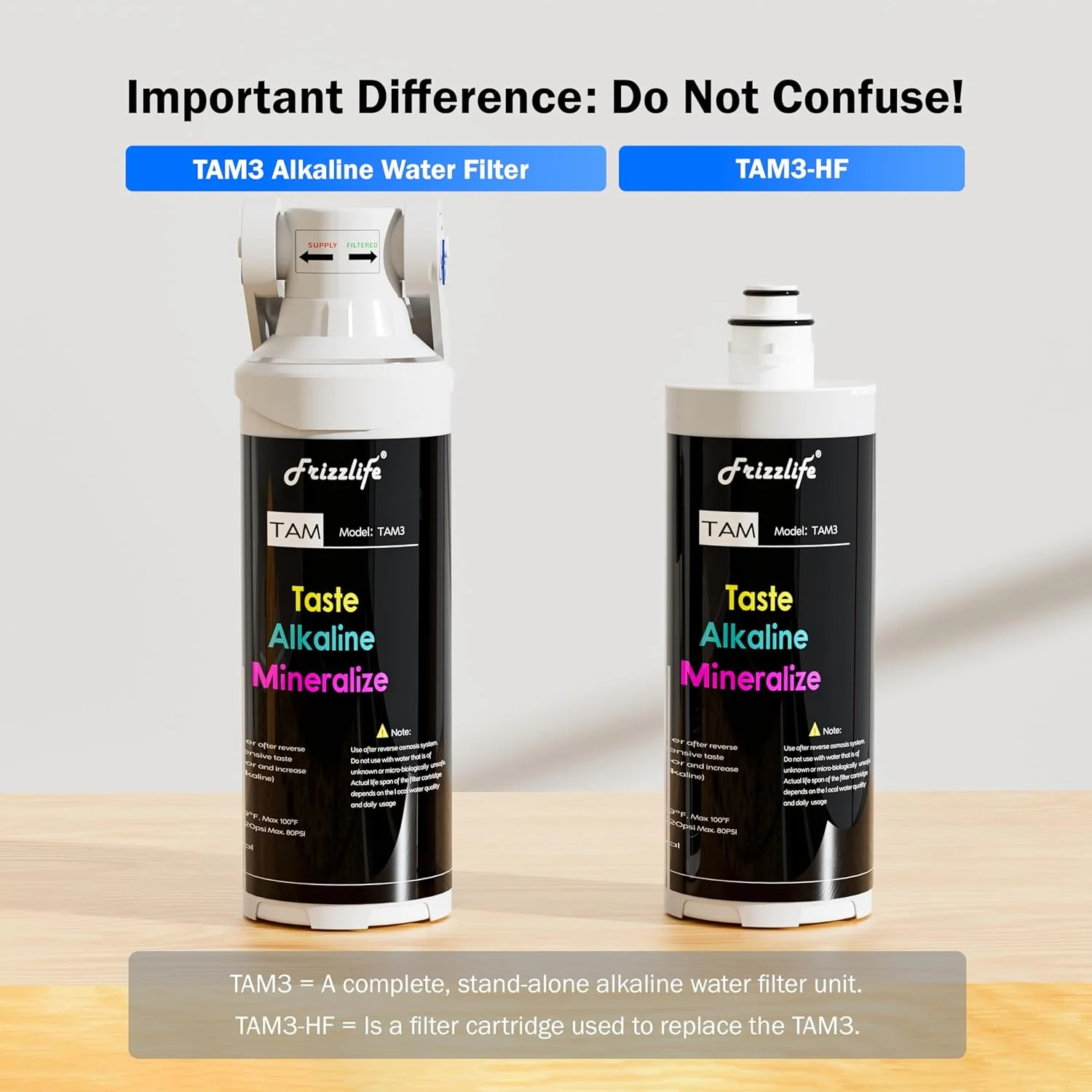 سیستم فیلتراسیون آب قلیایی زیر سینکی Frizzlife TAM3 - فیلتر 1/4 اینچی اتصال سریع برای سیستم فیلتراسیون اسمز معکوس RO، 3 مرحله، تنظیم PH، بازیابی مواد معدنی ضروری