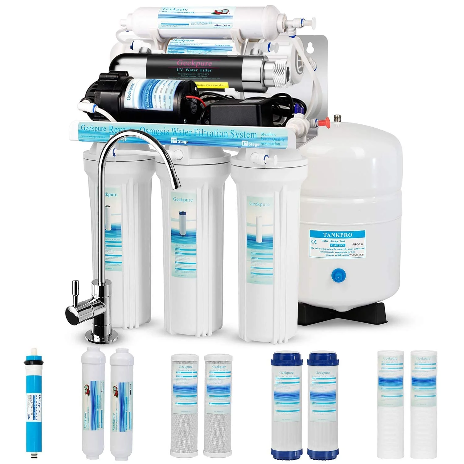 Geekpure Asin B0CT2WBJ9T جدید: سیستم فیلتر آب آشامیدنی اسمز معکوس 6 مرحله ای RO با ظرفیت 75 گالن در روز - به همراه فیلتر UV Geekpure Asin B0CT2WBJ9T جدید: سیستم فیلتر آب آشامیدنی اسمز معکوس 6 مرحله ای RO با ظرفیت 75 گالن در روز - به همراه فیلتر UV