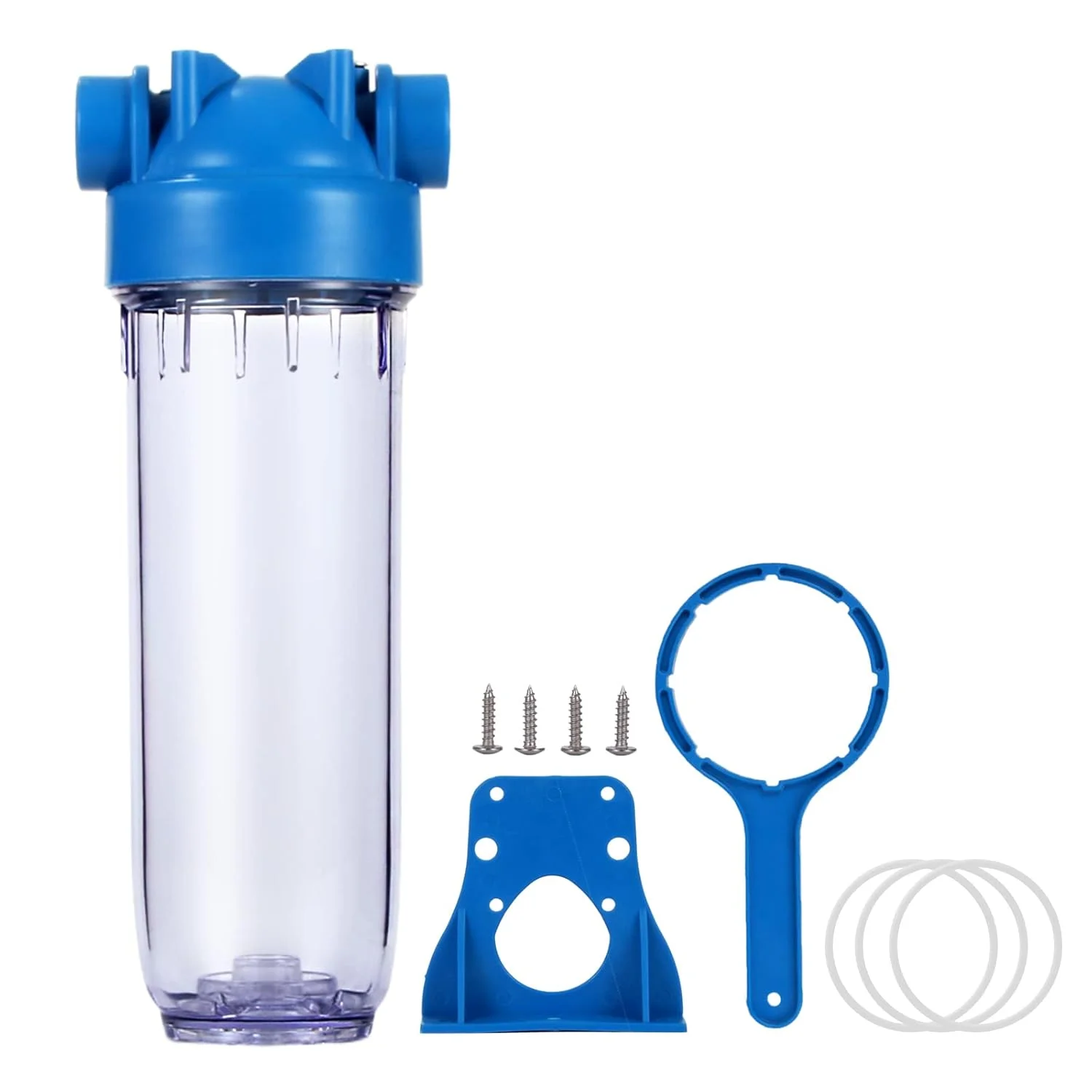 محفظه فیلتر شفاف 10 اینچی Geekpure برای کل خانه - پورت برنجی 3/4 اینچ NPT - مناسب برای فیلترهای 2.5 x 10 اینچ محفظه فیلتر شفاف 10 اینچی Geekpure برای کل خانه - پورت برنجی 3/4 اینچ NPT - مناسب برای فیلترهای 2.5 x 10 اینچ