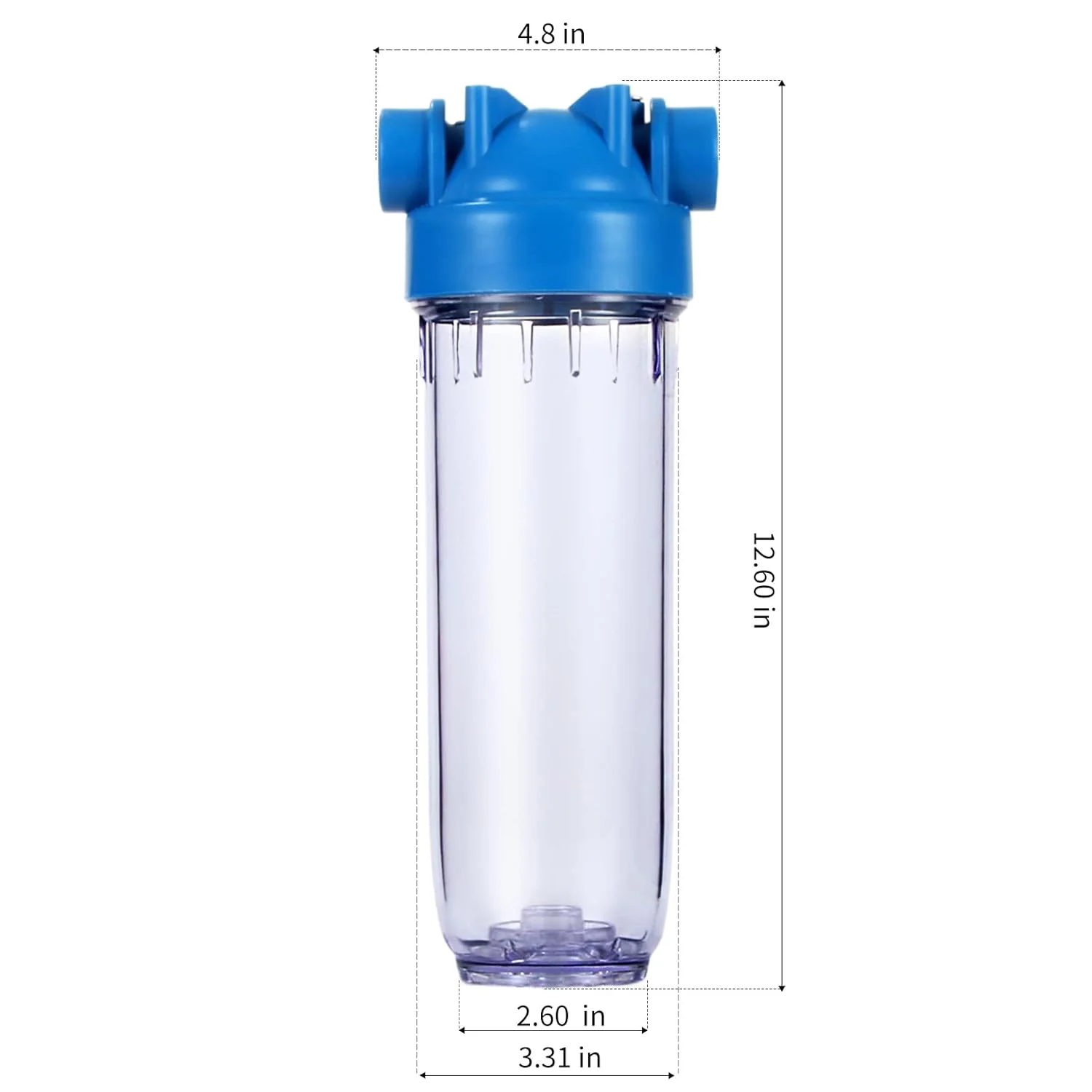 محفظه فیلتر شفاف 10 اینچی Geekpure برای کل خانه - پورت برنجی 3/4 اینچ NPT - مناسب برای فیلترهای 2.5 x 10 اینچ