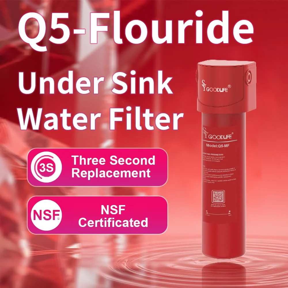 سیستم فیلتر آب زیر سینکی SY GOODLIFE Q5-MF برای کاهش فلوراید، سرب، کلر و بو، دارای گواهینامه NSF53، نصب آسان و سریع برای آشپزخانه سیستم فیلتر آب زیر سینکی SY GOODLIFE Q5-MF برای کاهش فلوراید، سرب، کلر و بو، دارای گواهینامه NSF53، نصب آسان و سریع برای آشپزخانه